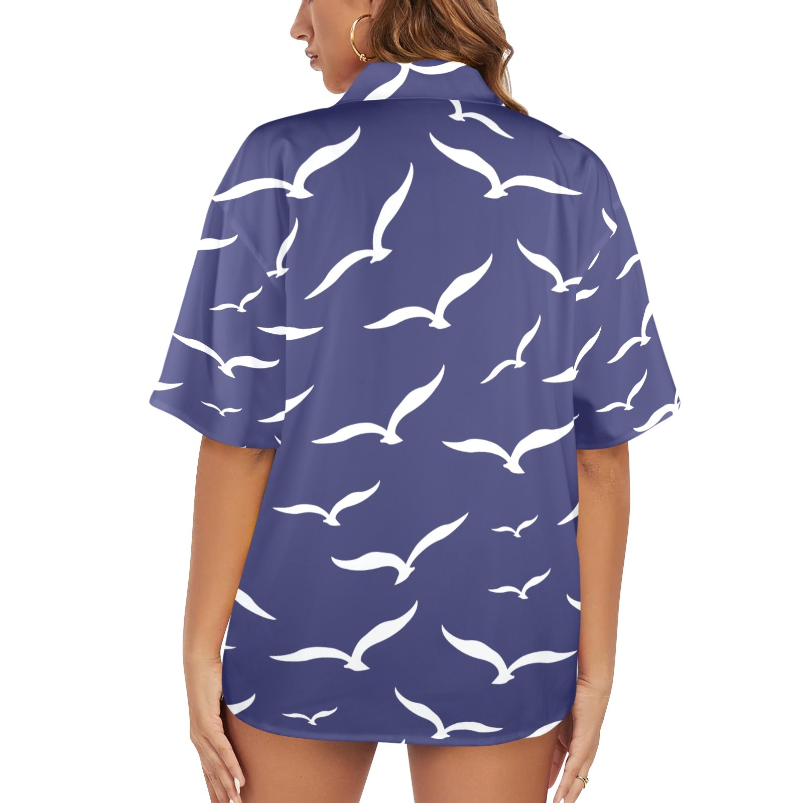 Seabirds Nautical Women's All Over Print Hawaiian Shirt Made in USA