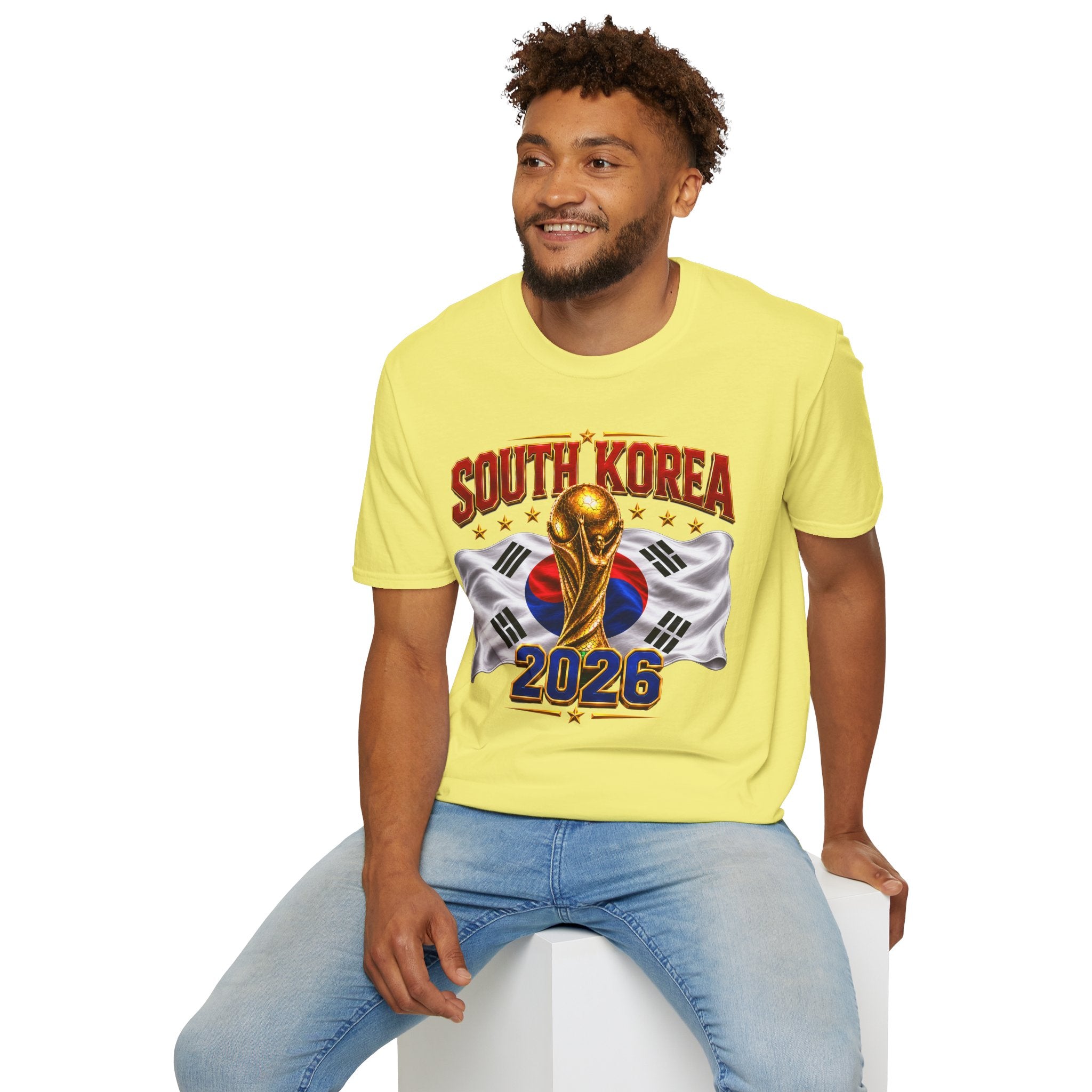 South Korea 2026 Soccer World Cup T-Shirt — Korean Flag & Trophy Football Fan Tee