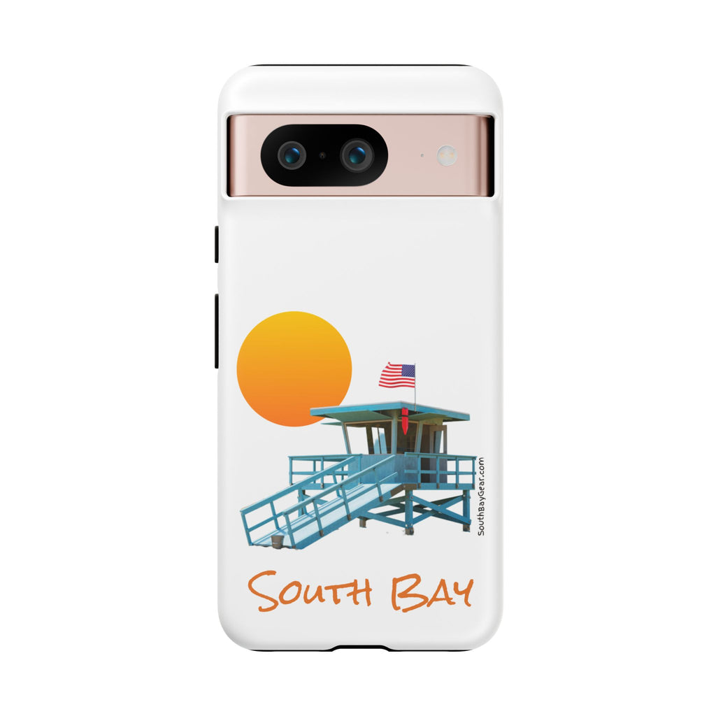 South Bay Lifeguard Stand with American Flag Tough Phone Cases