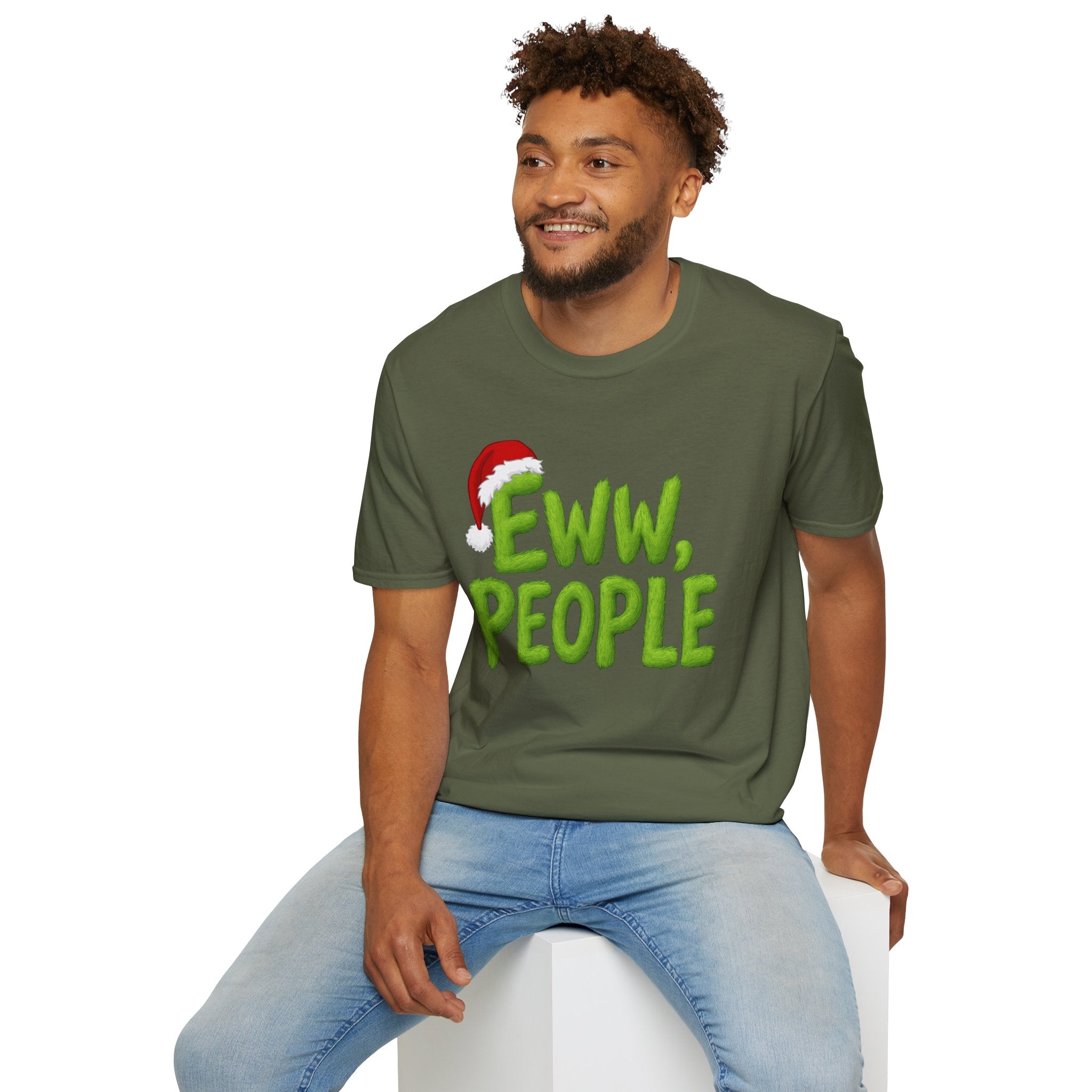 Eww, People T-Shirt | Funny Grinchy Santa Hat Holiday Tee