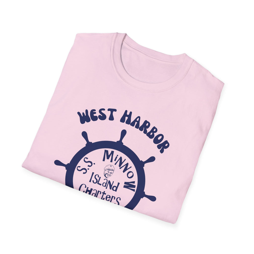 West Harbor San Pedro Ship Wheel Minno Island Charters T-Shirt | 3 Hour Tours