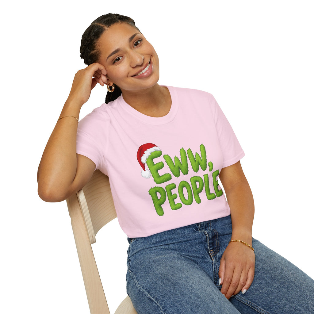 Eww, People T-Shirt | Funny Grinchy Santa Hat Holiday Tee
