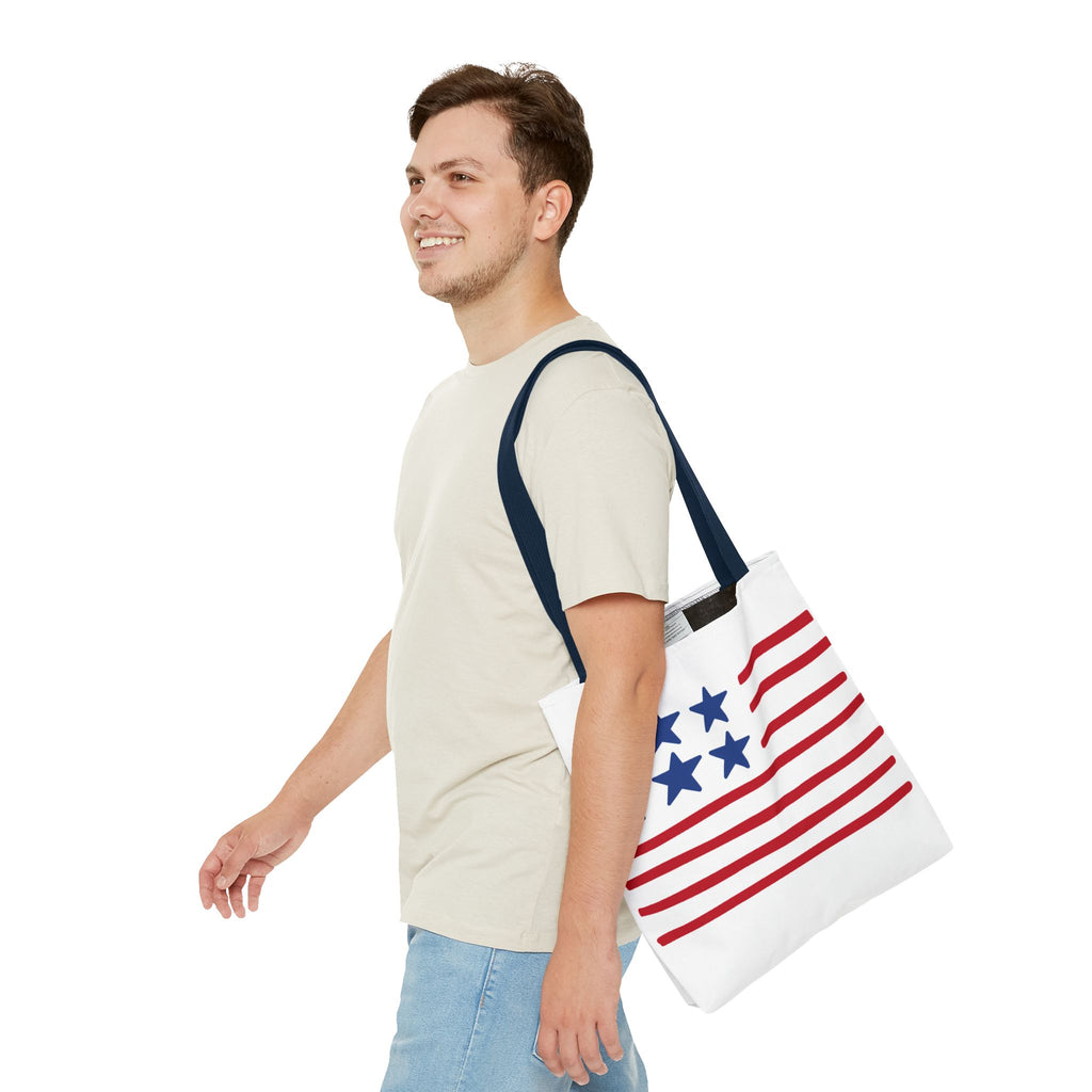 American Flag Stars & Stripes Tote Bag — Patriotic Canvas Beach Grocery Bag