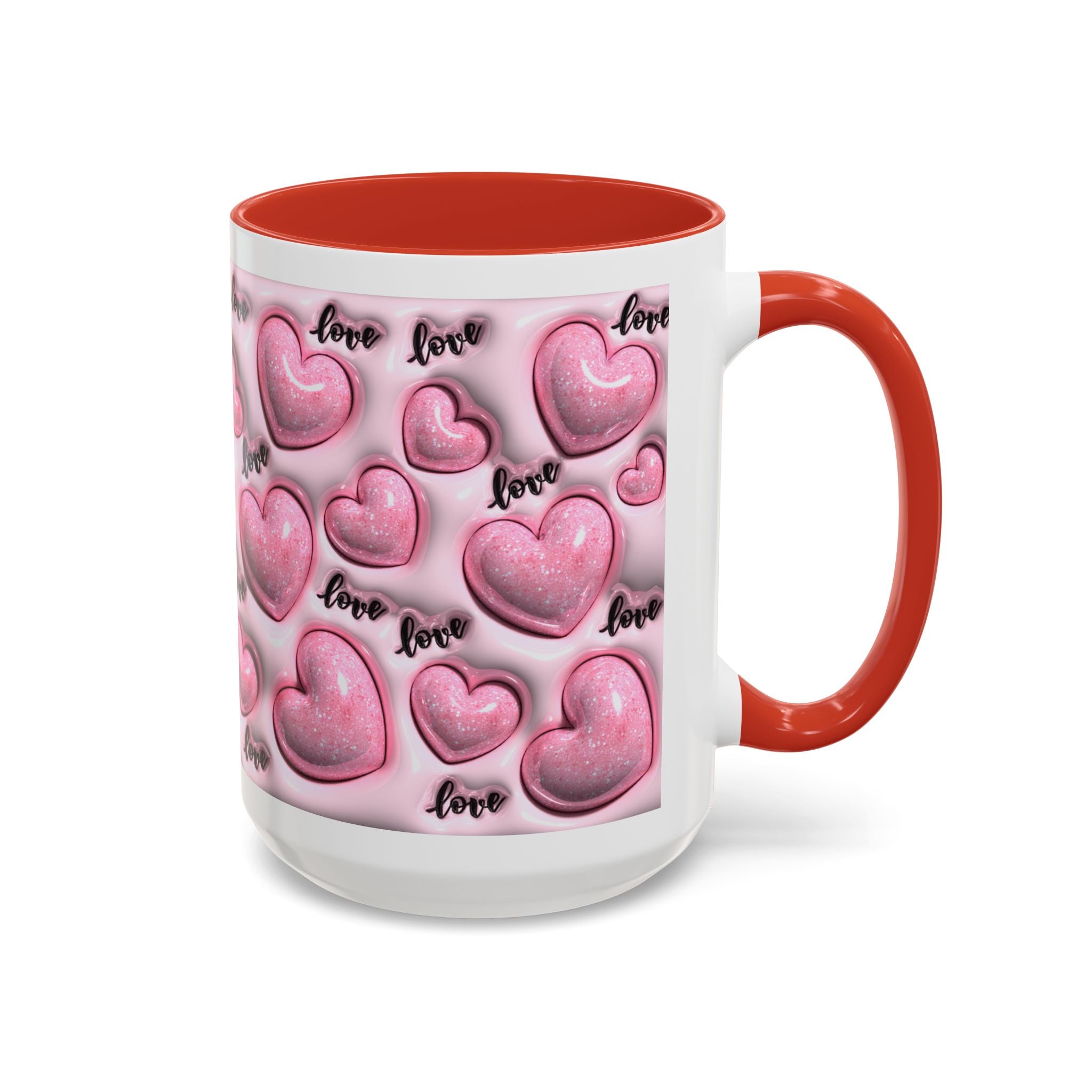 Pink Heart Pattern love Mug | Accent Coffee Mug 11oz 15oz