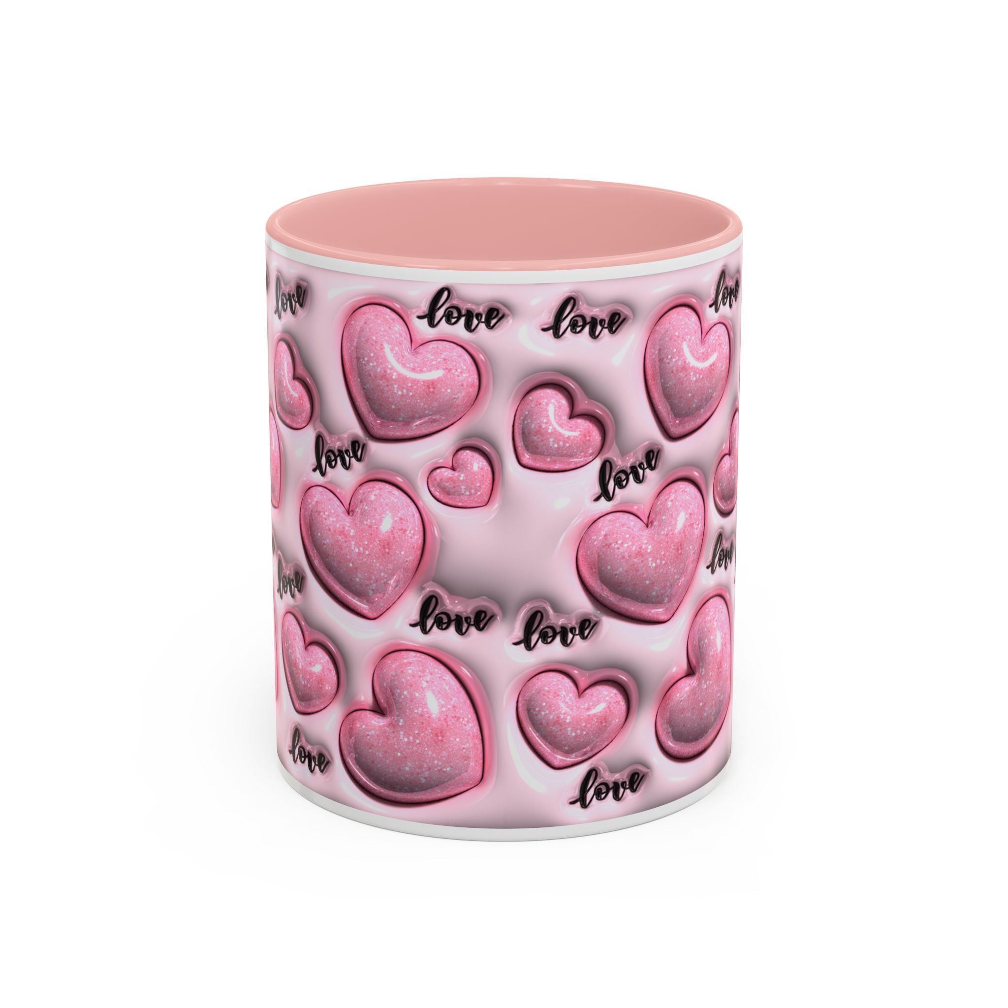Pink Heart Pattern love Mug | Accent Coffee Mug 11oz 15oz