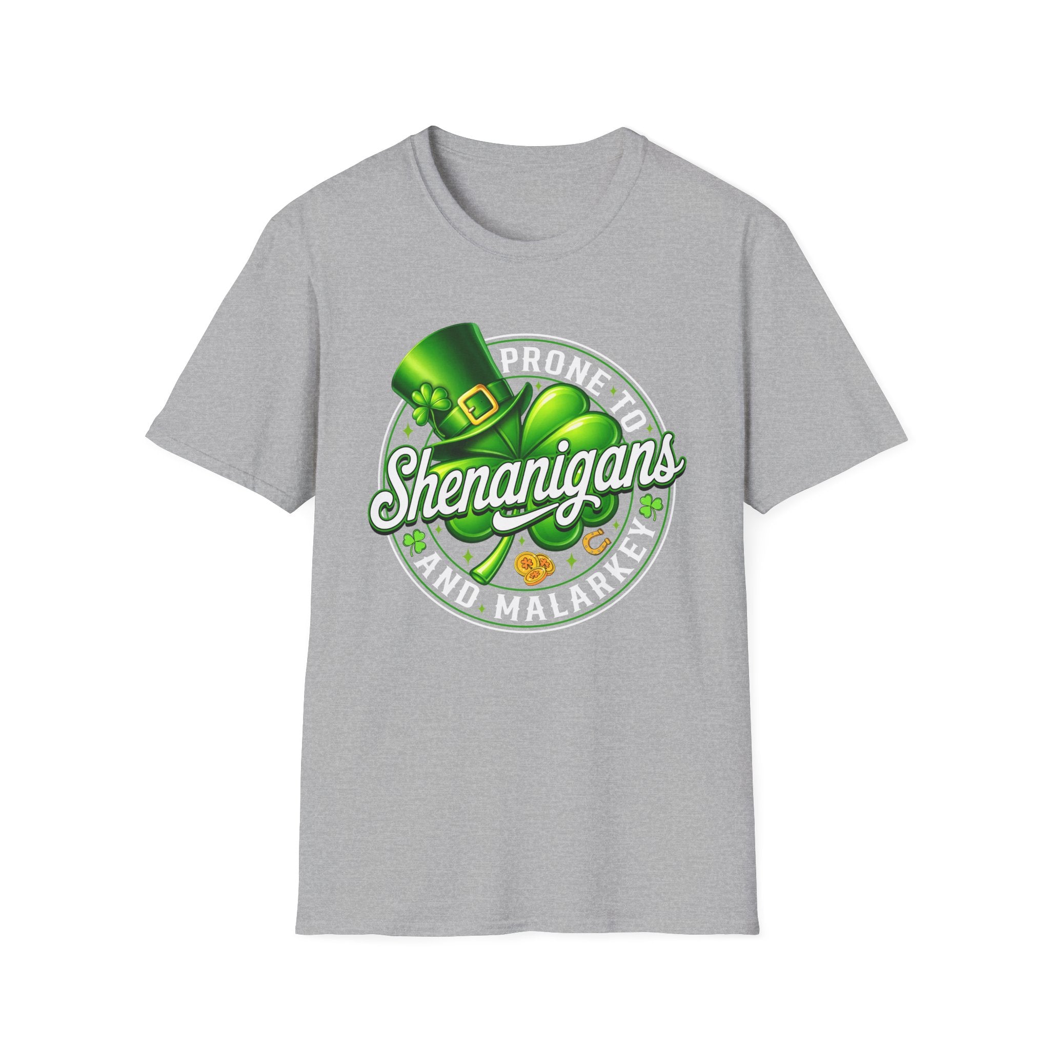 Prone to Shenanigans and Malarkey T-Shirt | St. Patrick's Day Leprechaun Hat Shamrock