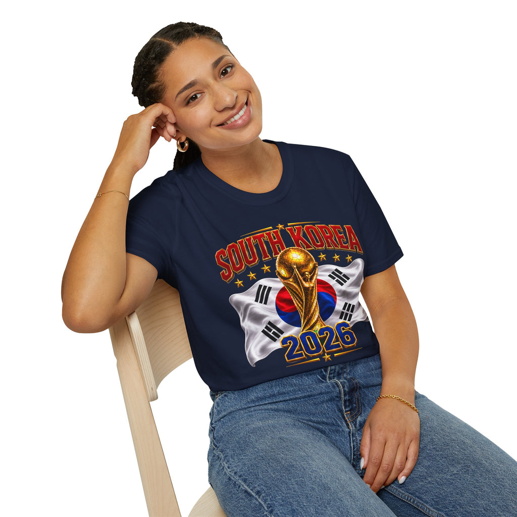 South Korea 2026 Soccer World Cup T-Shirt — Korean Flag & Trophy Football Fan Tee