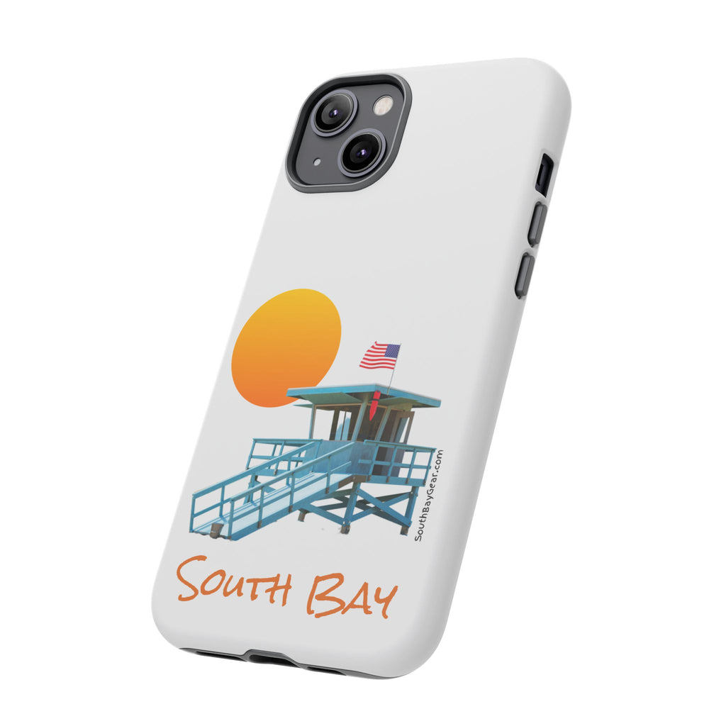 South Bay Lifeguard Stand with American Flag Tough Phone Cases