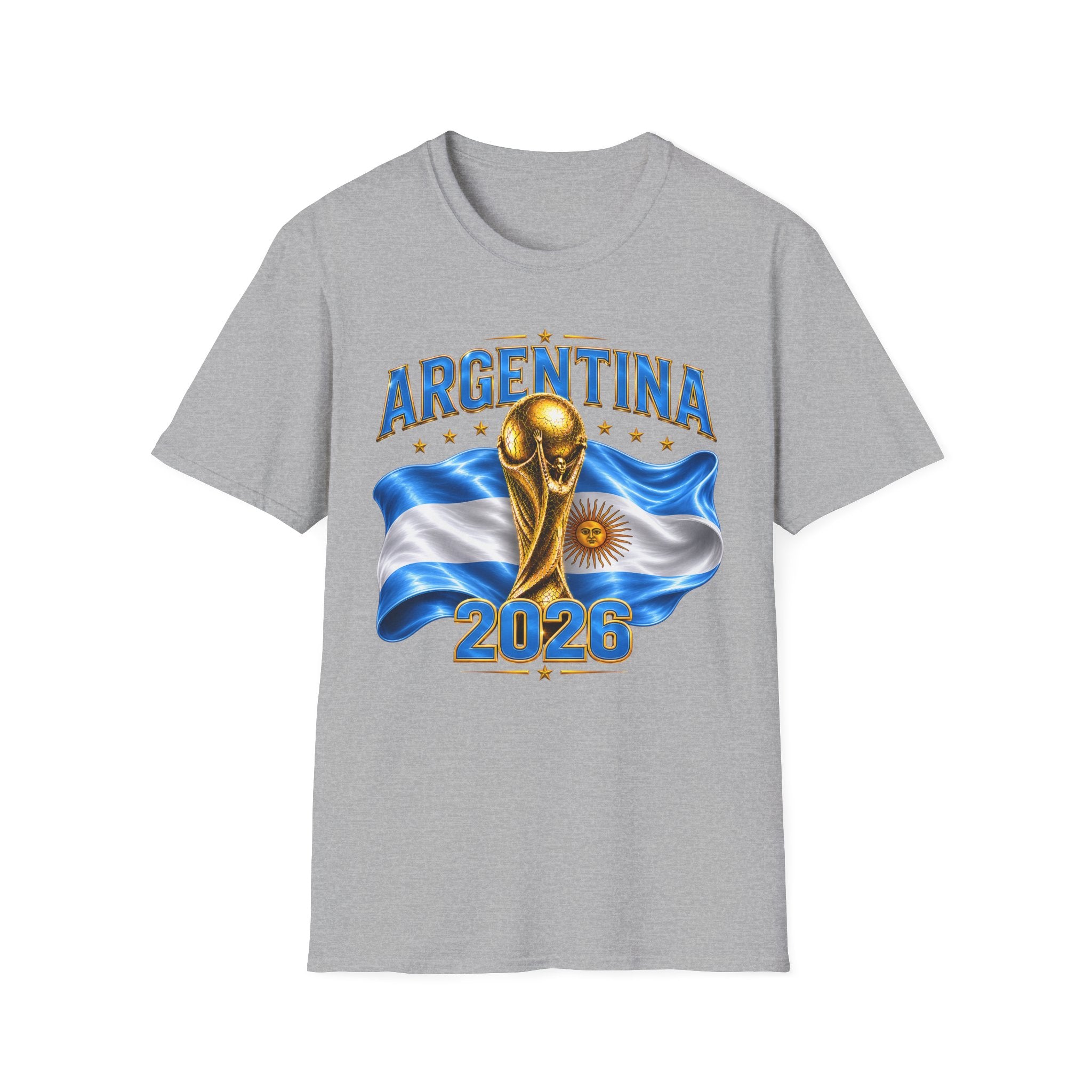 Argentina 2026 World Cup T-Shirt — Golden Trophy & Flag Soccer Fan Tee