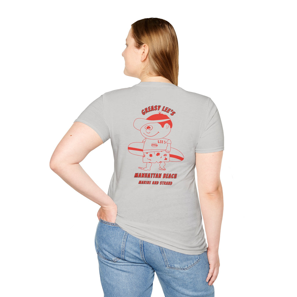 Greasy Lee's Manhattan Beach Old School T-Shirt | Marine and Strand Manhattan Beach Vintage Surf Design