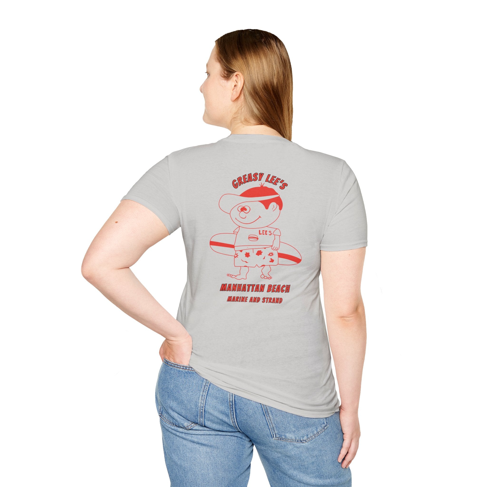 Greasy Lee's Manhattan Beach Old School T-Shirt | Marine and Strand Manhattan Beach Vintage Surf Design