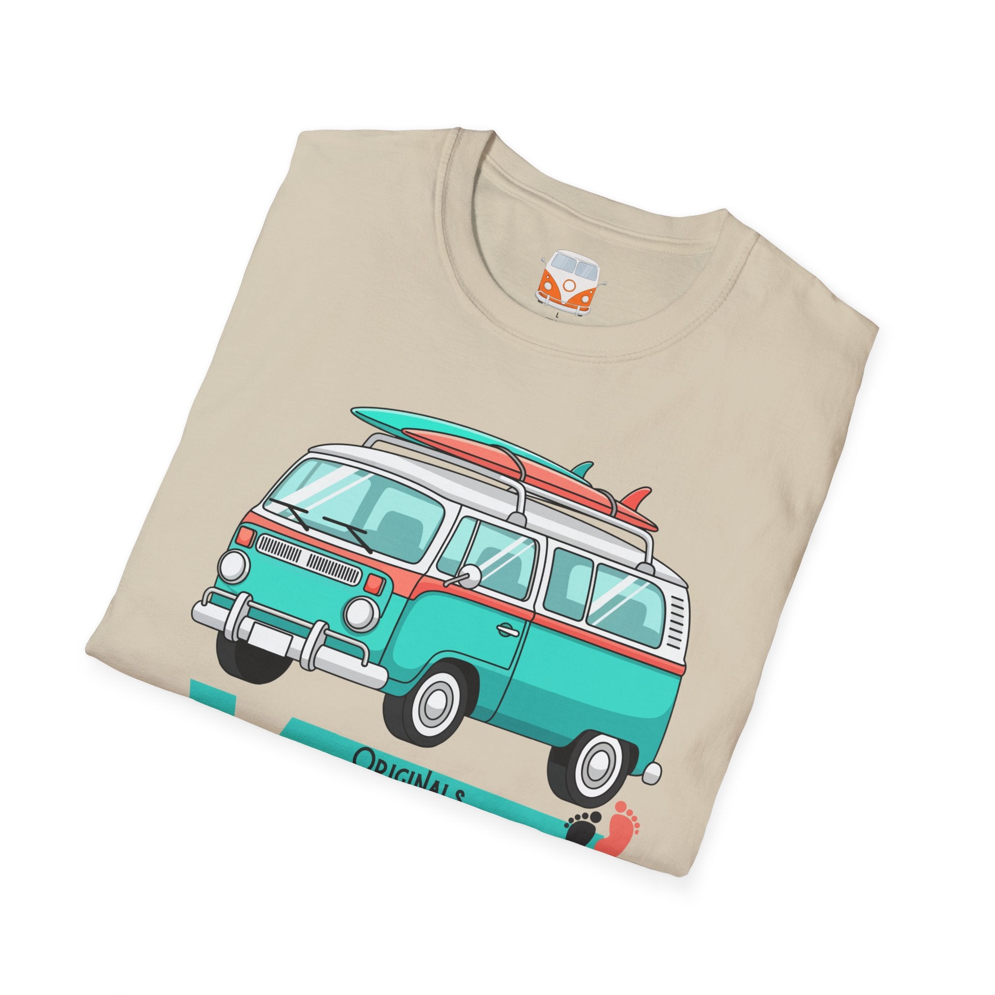 Retro Surf VW Van T-Shirt | Vintage Camper Bus Beach Tee Original Bare Feet