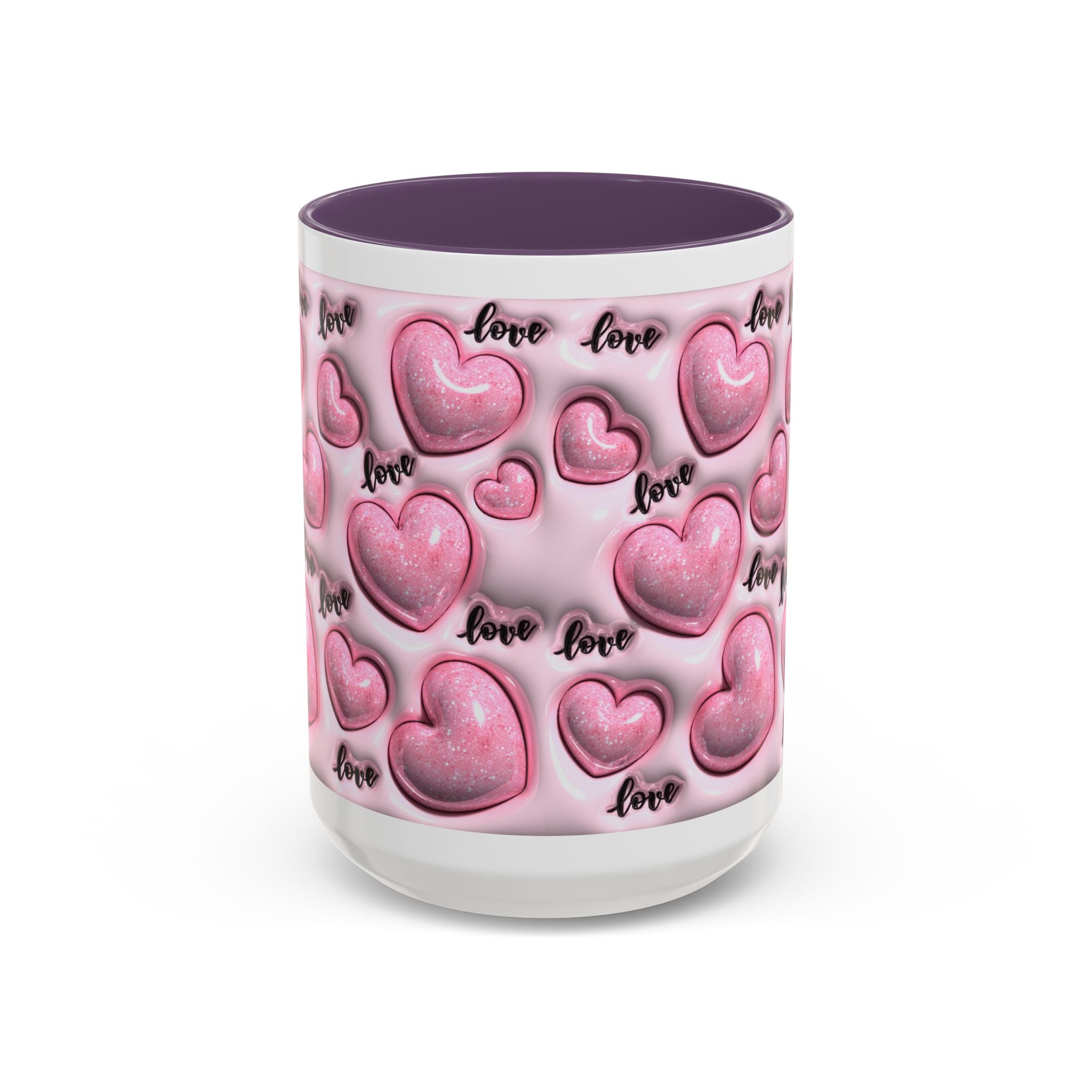 Pink Heart Pattern love Mug | Accent Coffee Mug 11oz 15oz