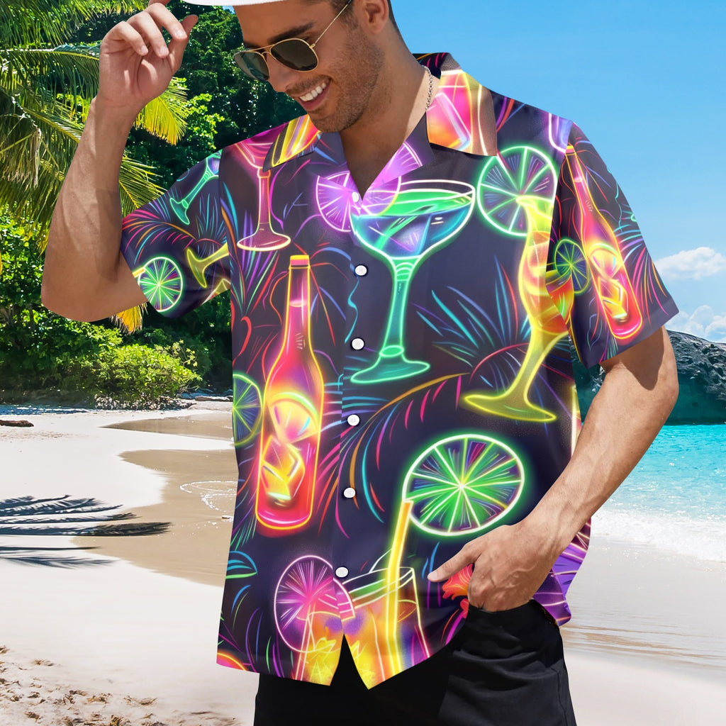 The Cocktail Men's All Over Print Hawaiian Shirt Made In USA Ships to USA Only