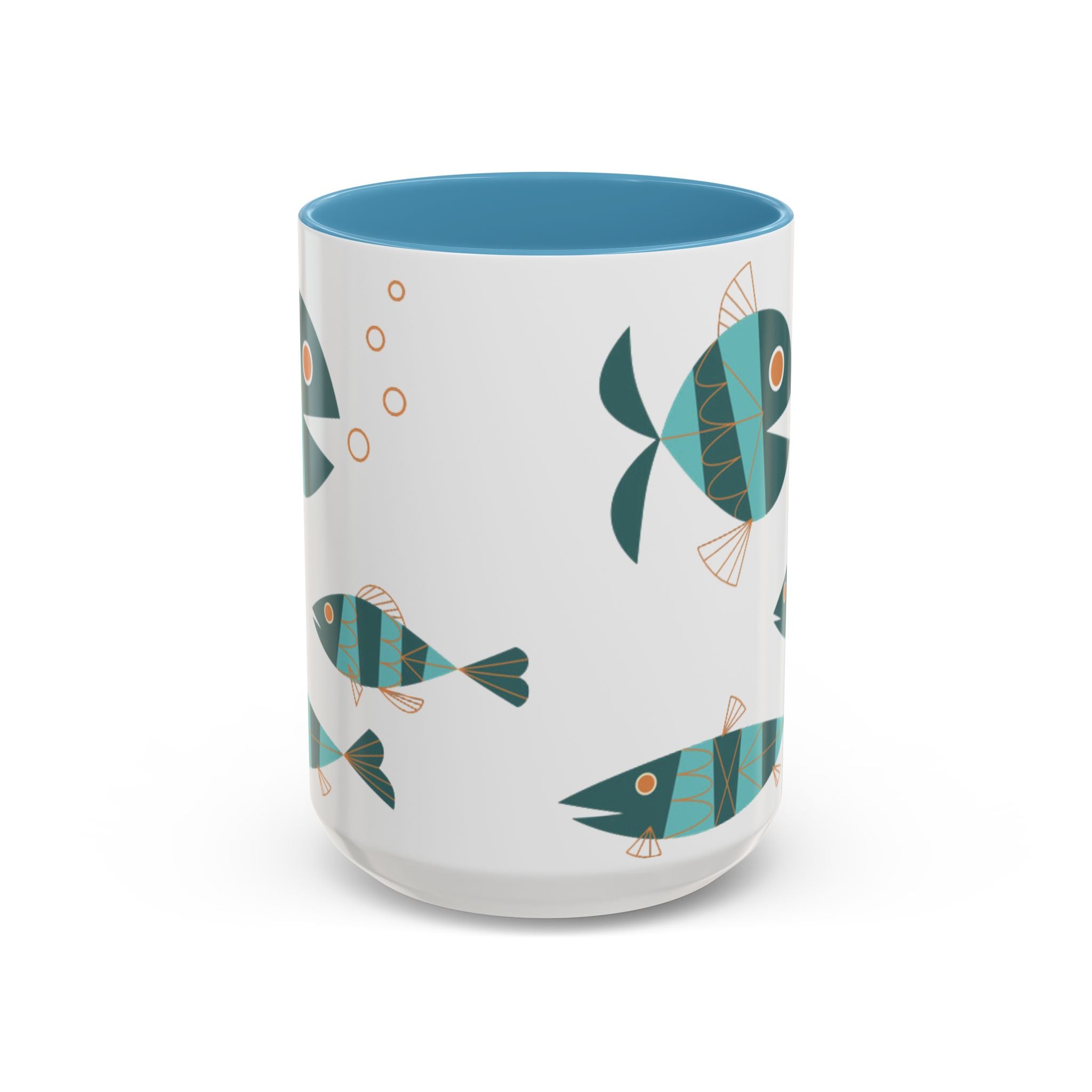 Metlox Pottery Teal Geometric Fish Mug | Accent Coffee Mug