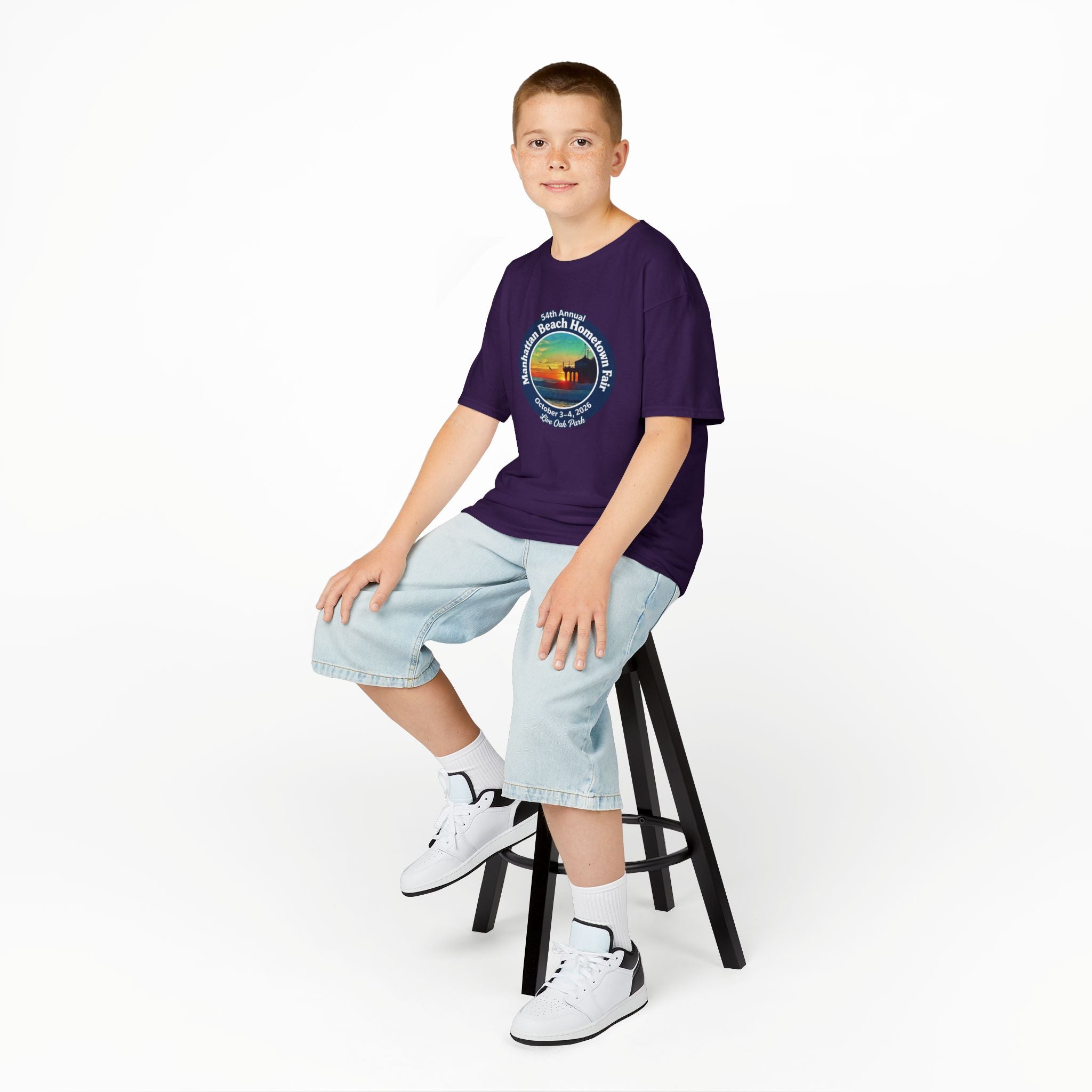 Kids Tee — Manhattan Beach Hometown Fair 2026 Sunset Logo