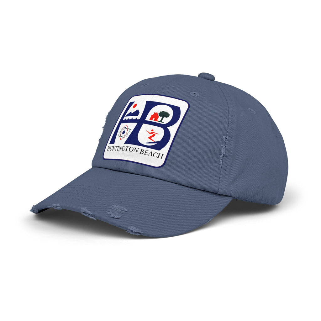 Huntington Beach Distressed Mom and Dad Hat — Vintage Surf & Coastal Patch Cap