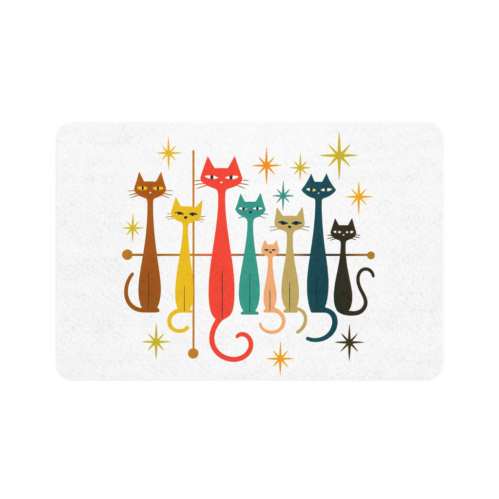 Retro Mid Century Cats Pet Food Mat | 12x18 Cat Feeding Placemat