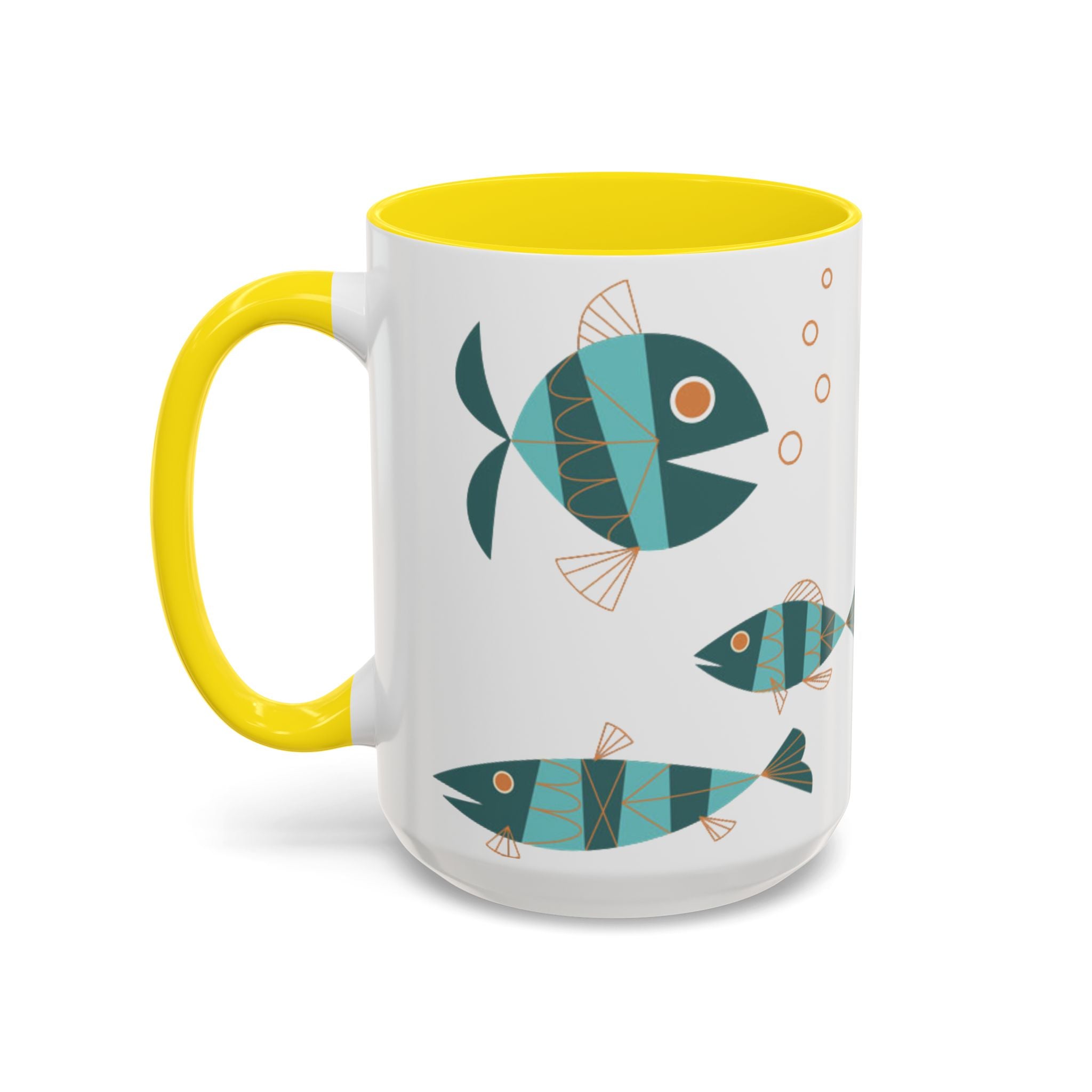Metlox Pottery Teal Geometric Fish Mug | Accent Coffee Mug