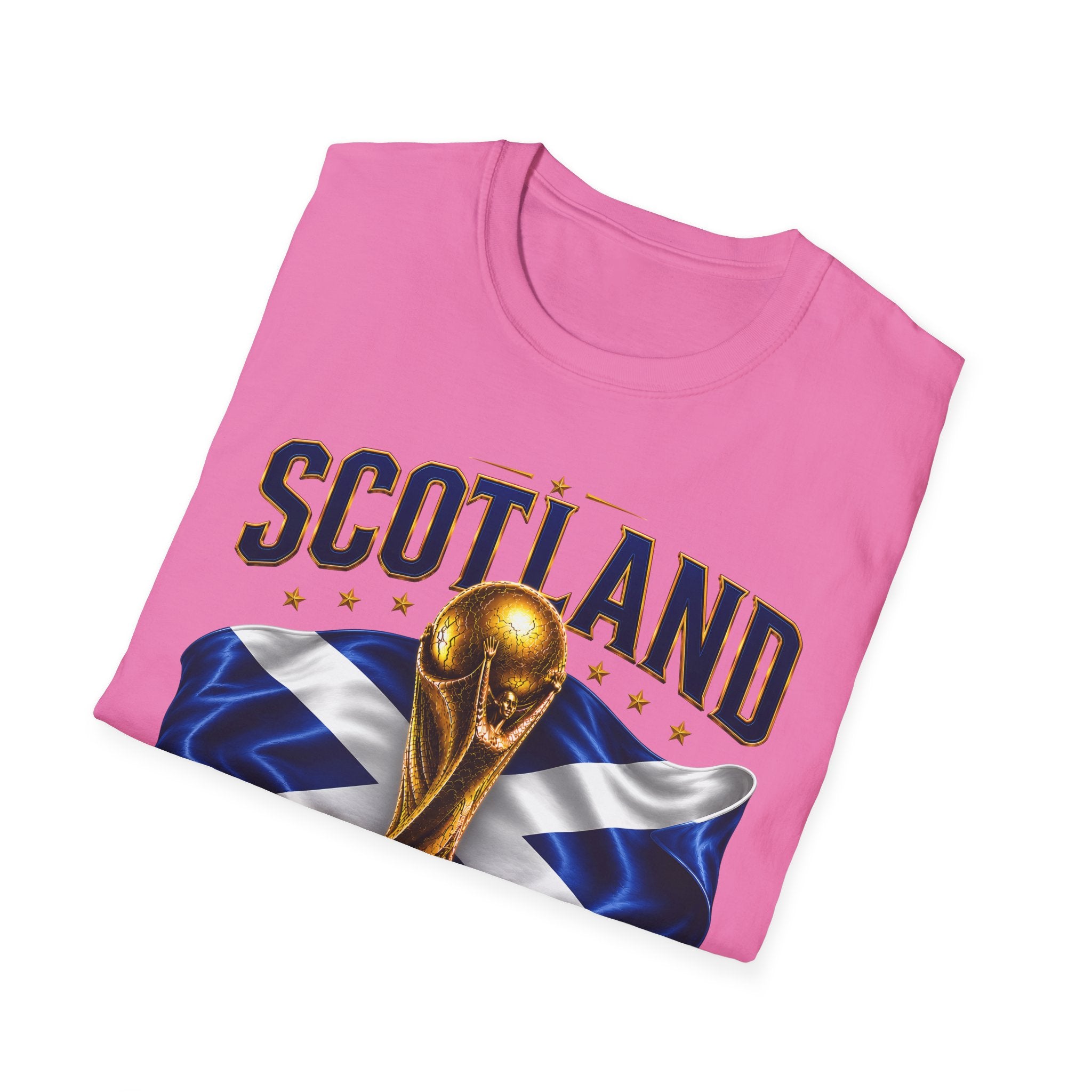 Scotland 2026 World Cup Soccer T-Shirt — Scottish Flag & Trophy Football Tee