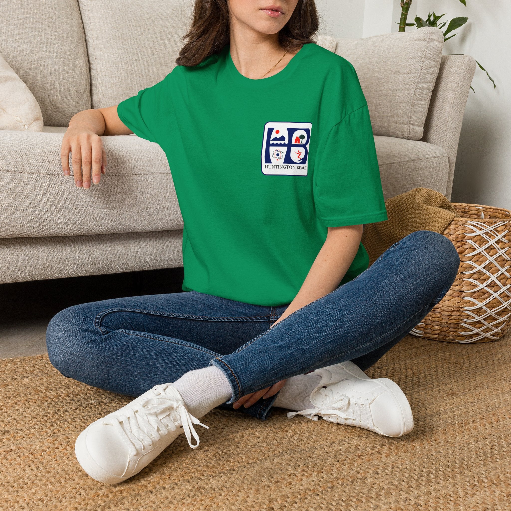 Huntington Beach Retro Logo T-Shirt — HB Surf & Sunset Tee (printed 3 side)