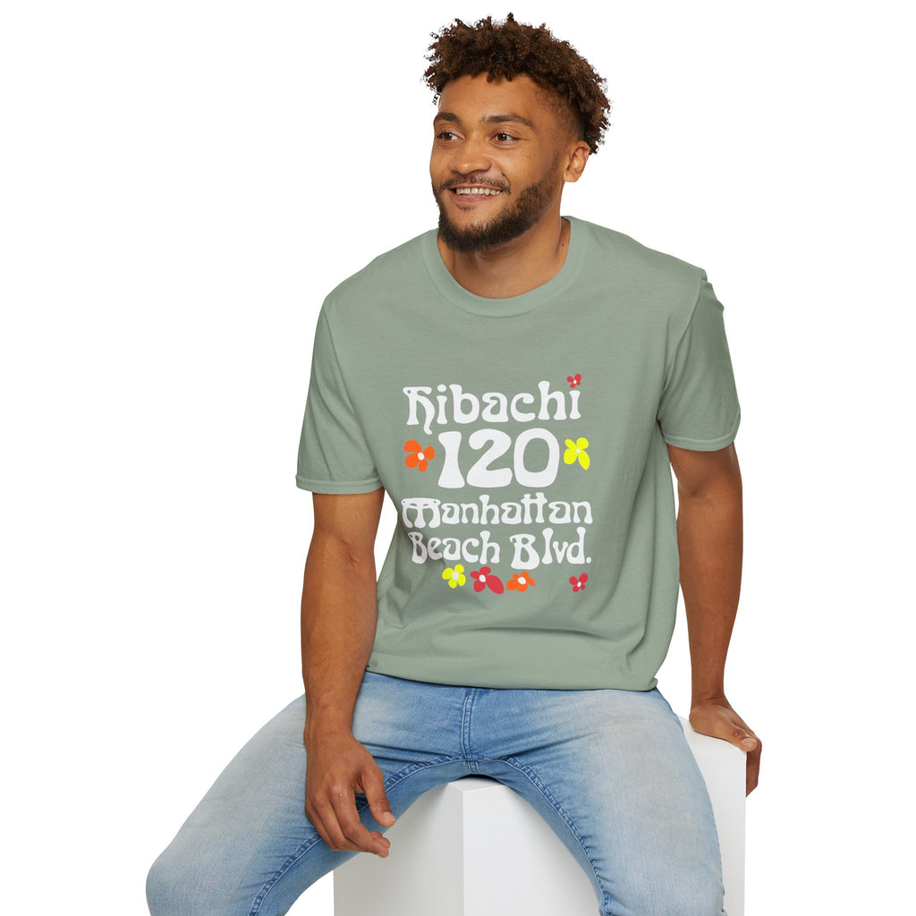 Hibachi 120 Manhattan Beach Blvd Restaurant #OldSchool T-Shirt — Retro Floral Surf Tee "Gone But Not Forgotten"