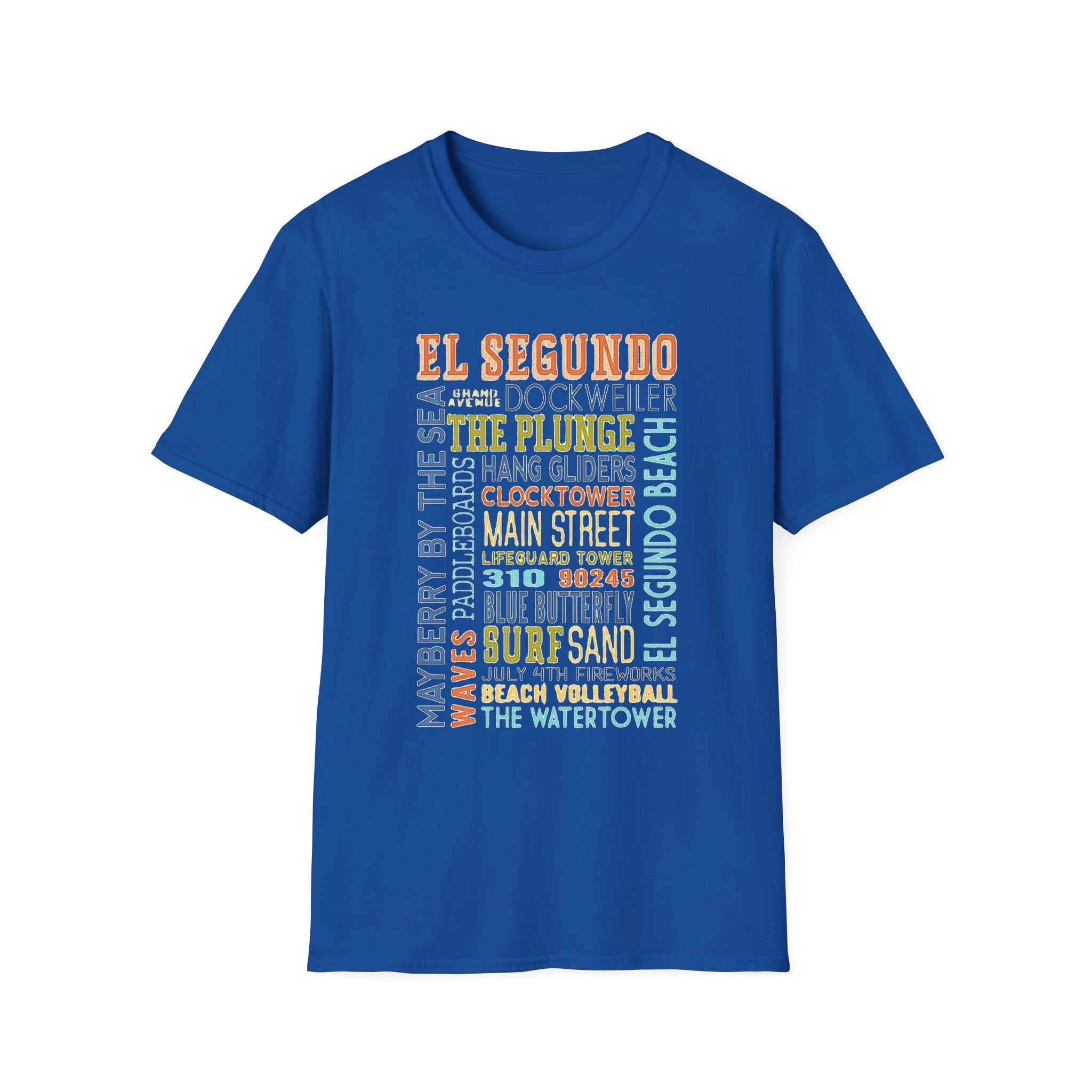 El Segundo Typography T-Shirt | Beach Town Landmarks Word Art