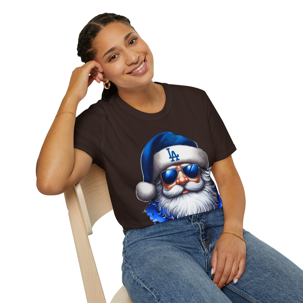 LA Dodgers Blue Santa T-Shirt — Cool Sunglasses Holiday Tee