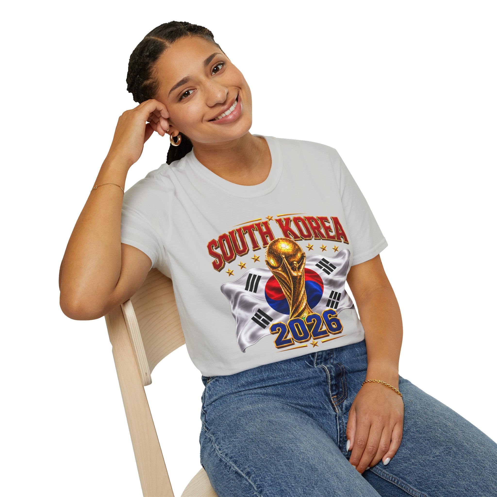 South Korea 2026 Soccer World Cup T-Shirt — Korean Flag & Trophy Football Fan Tee