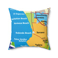 Rancho Palos Verdes California 90275 MAP Spun Polyester Square Pillow