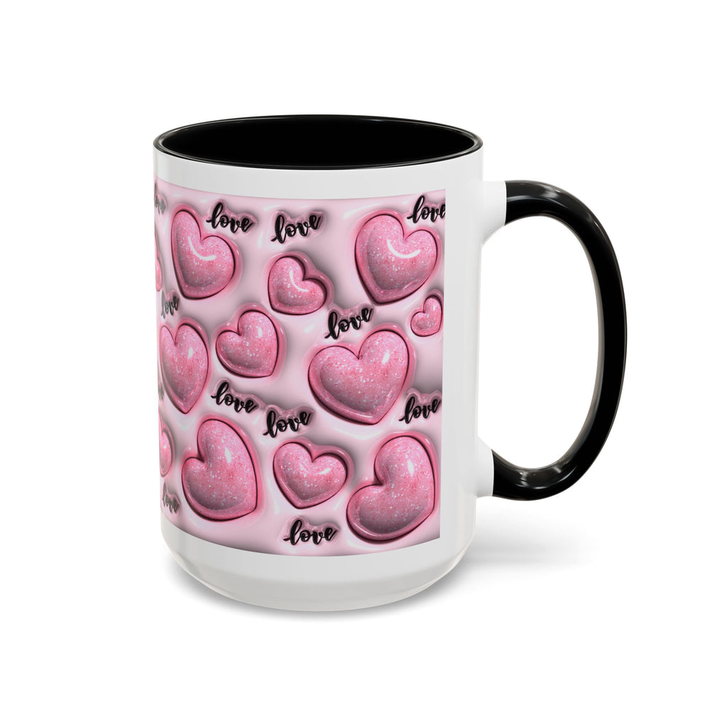 Pink Heart Pattern love Mug | Accent Coffee Mug 11oz 15oz