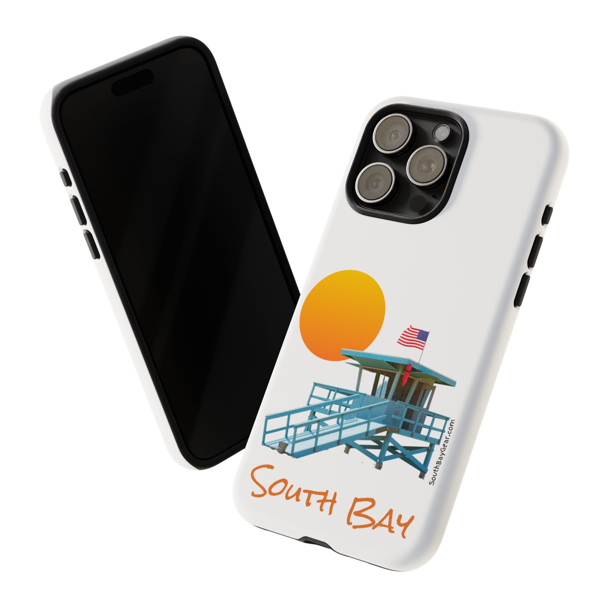 South Bay Lifeguard Stand with American Flag Tough Phone Cases