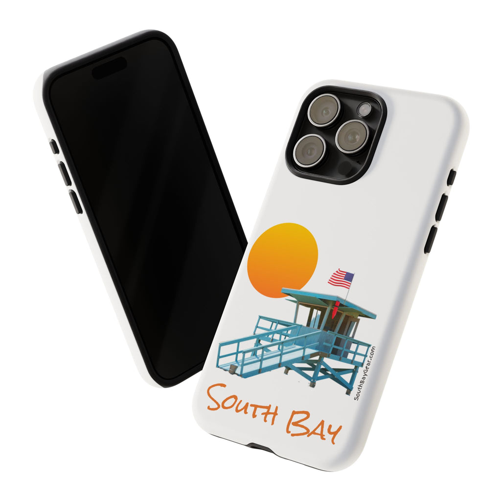 South Bay Lifeguard Stand with American Flag Tough Phone Cases