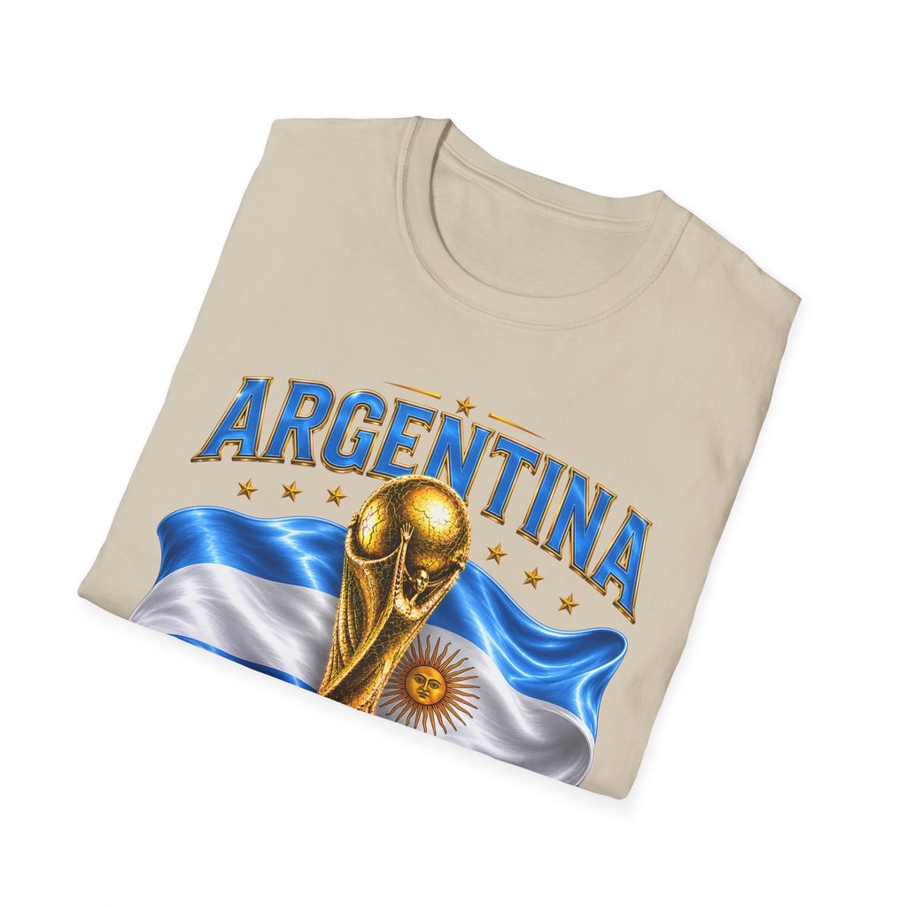 Argentina 2026 World Cup T-Shirt — Golden Trophy & Flag Soccer Fan Tee