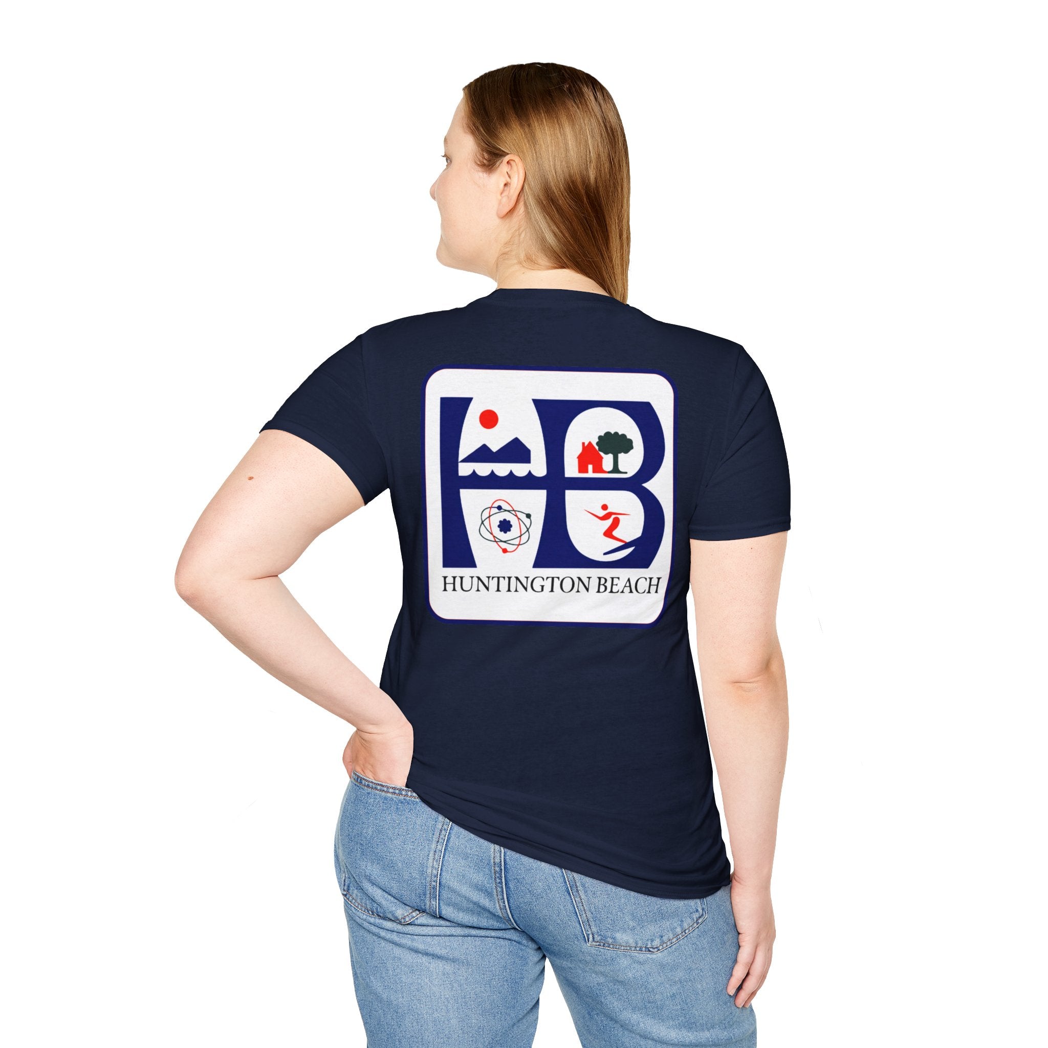 Huntington Beach Retro Logo T-Shirt — HB Surf & Sunset Tee (printed 3 side)