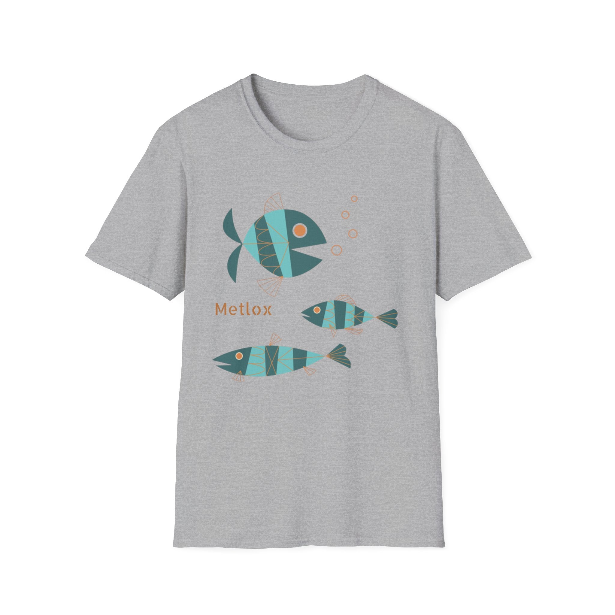 Metlox Pottery Fish Trio T-Shirt | Minimal Ocean Illustration