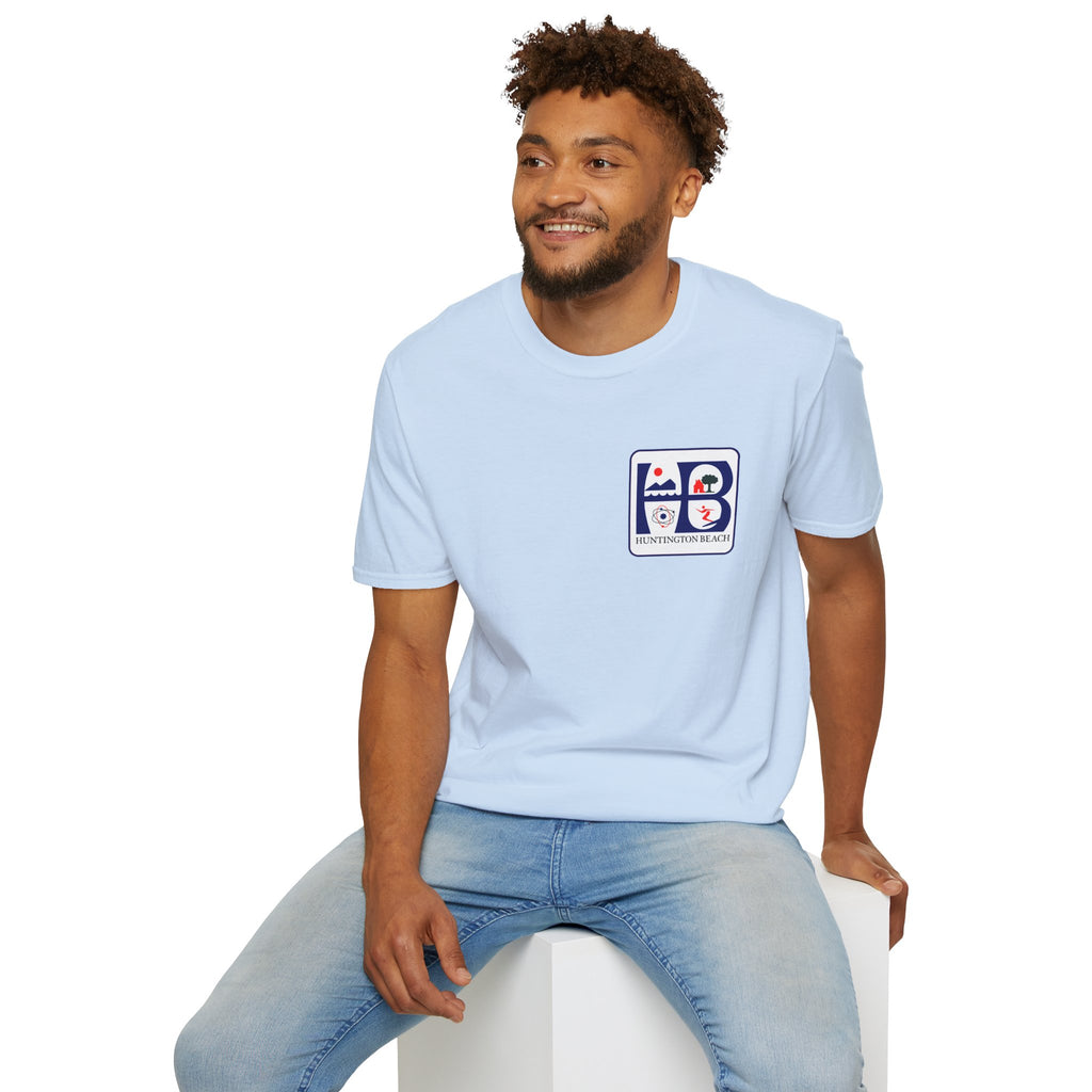 Huntington Beach Retro Logo T-Shirt — HB Surf & Sunset Tee (printed 3 side)