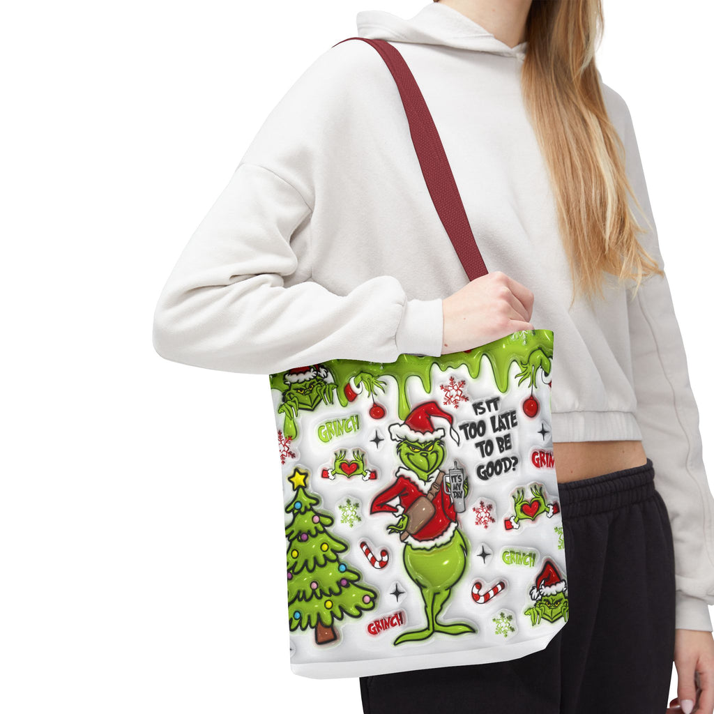 Christmas Tote Bag, Holiday Shopping Bag, Grinch Gift, Festive Reusable Bag, Cute Winter Accessory
