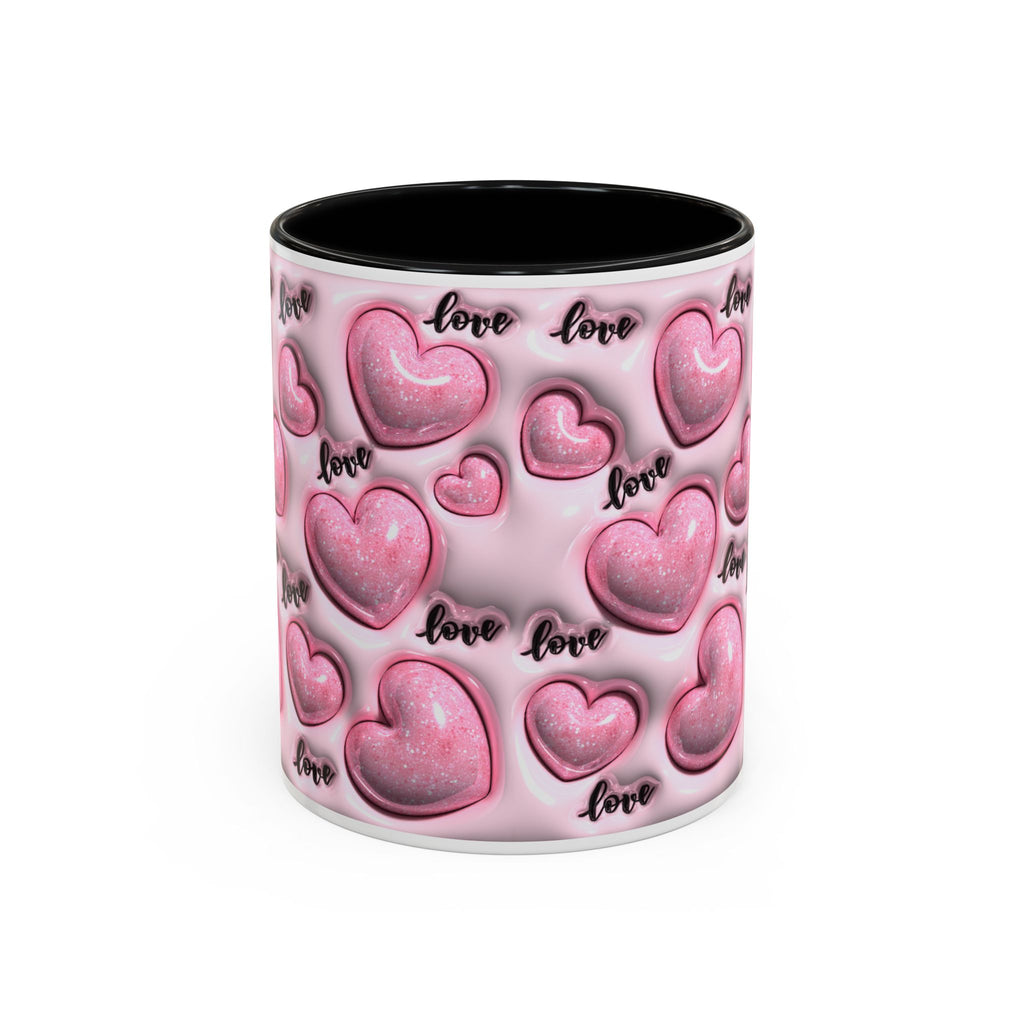 Pink Heart Pattern love Mug | Accent Coffee Mug 11oz 15oz