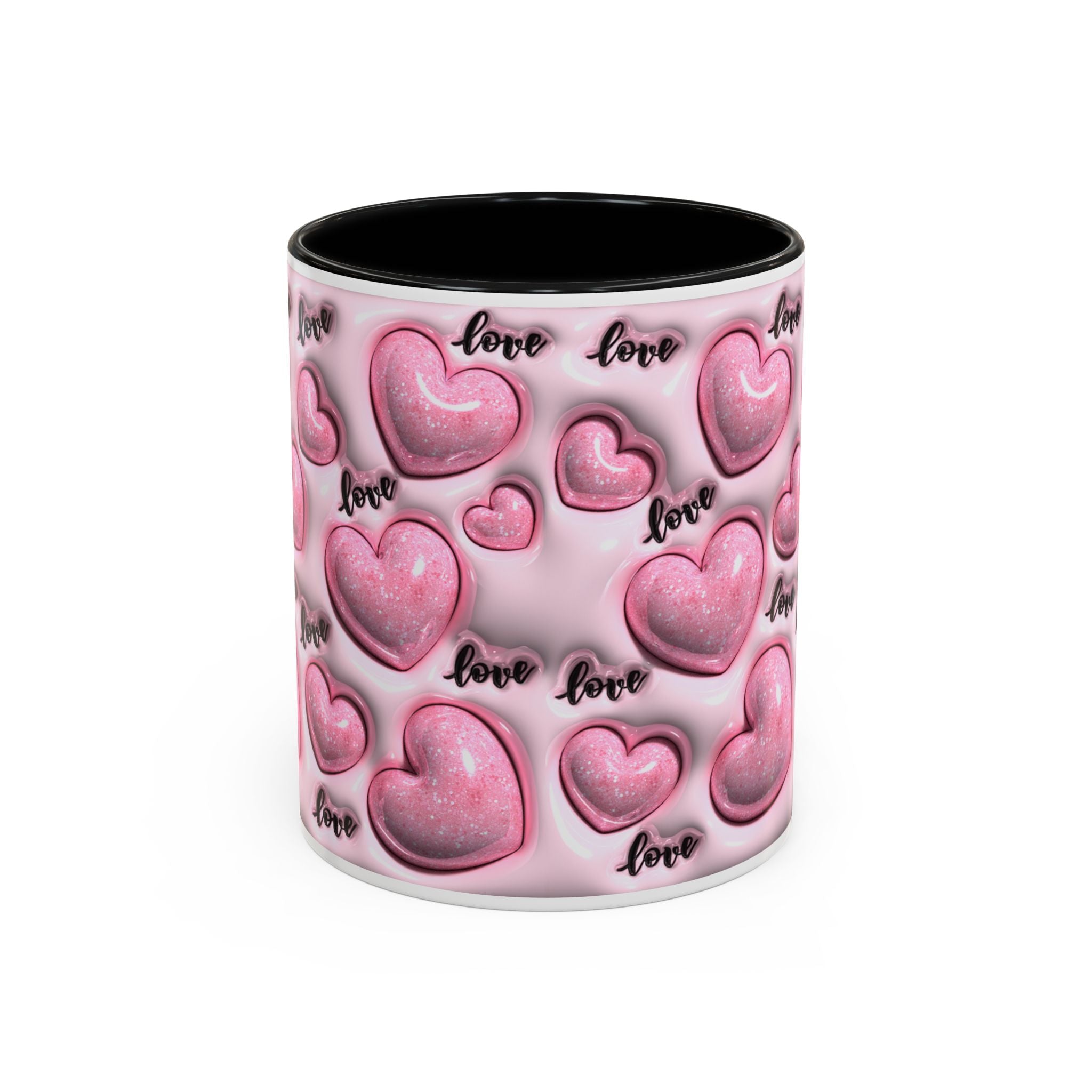 Pink Heart Pattern love Mug | Accent Coffee Mug 11oz 15oz