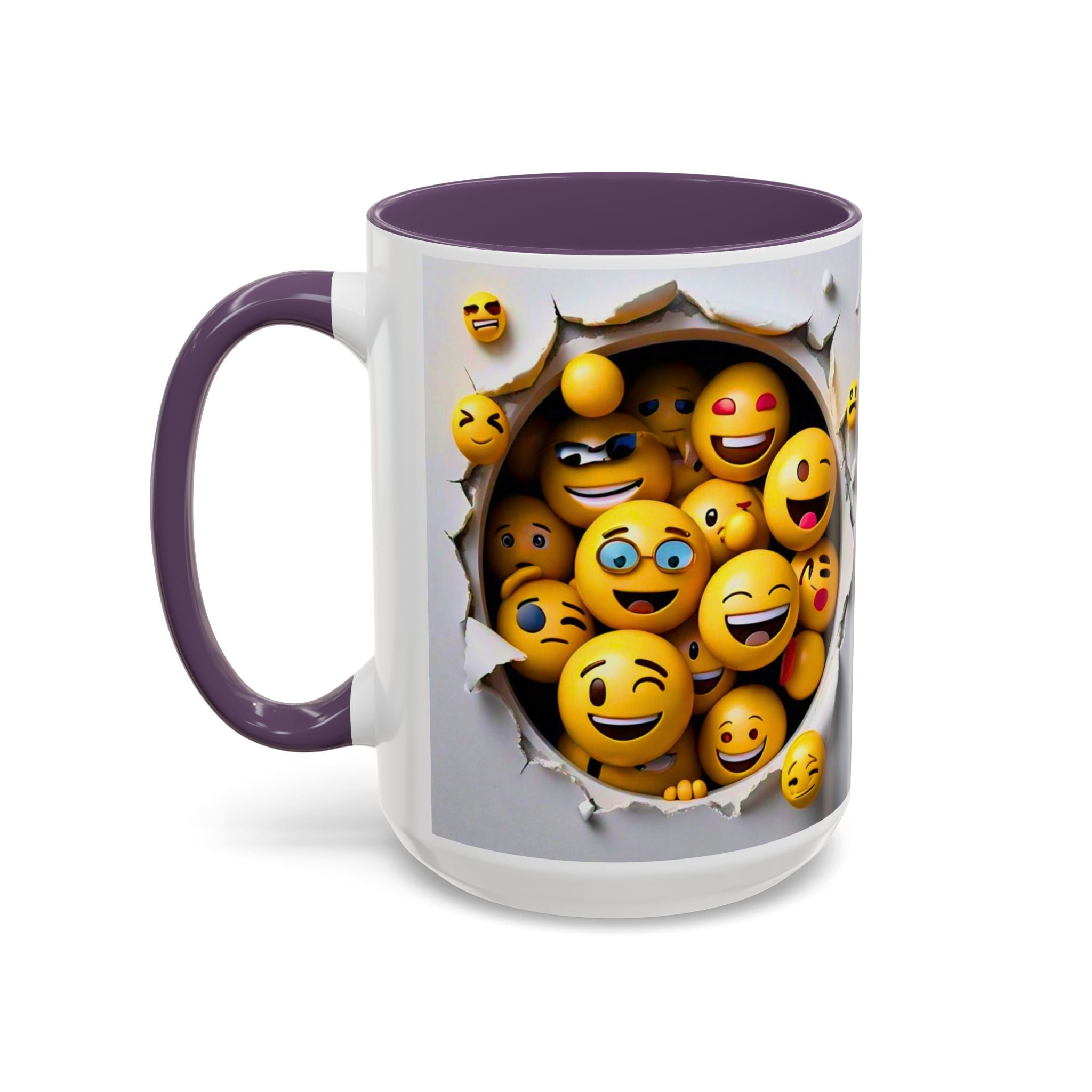 Emoji Explosion Coffee Mug | Accent Inner & Handle Color, 11oz 15oz