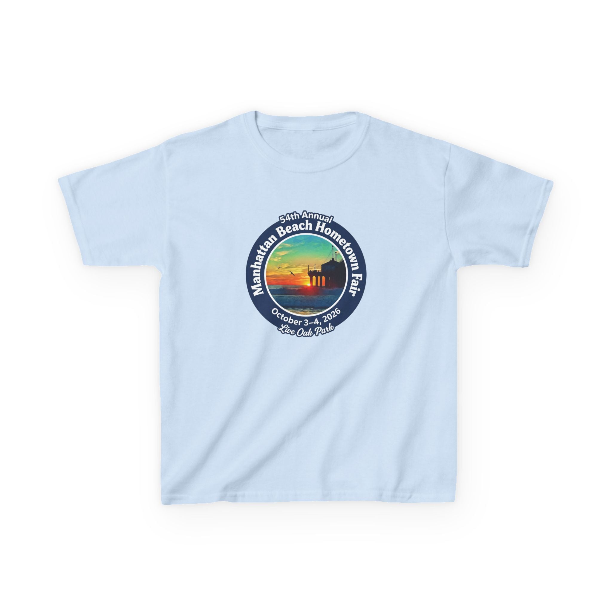 Kids Tee — Manhattan Beach Hometown Fair 2026 Sunset Logo