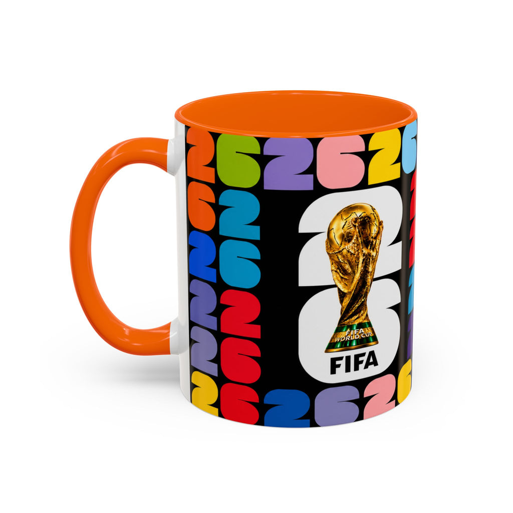2026 World Cup Accent Coffee Mug – Colorful FIFA Trophy Design (11/15oz)