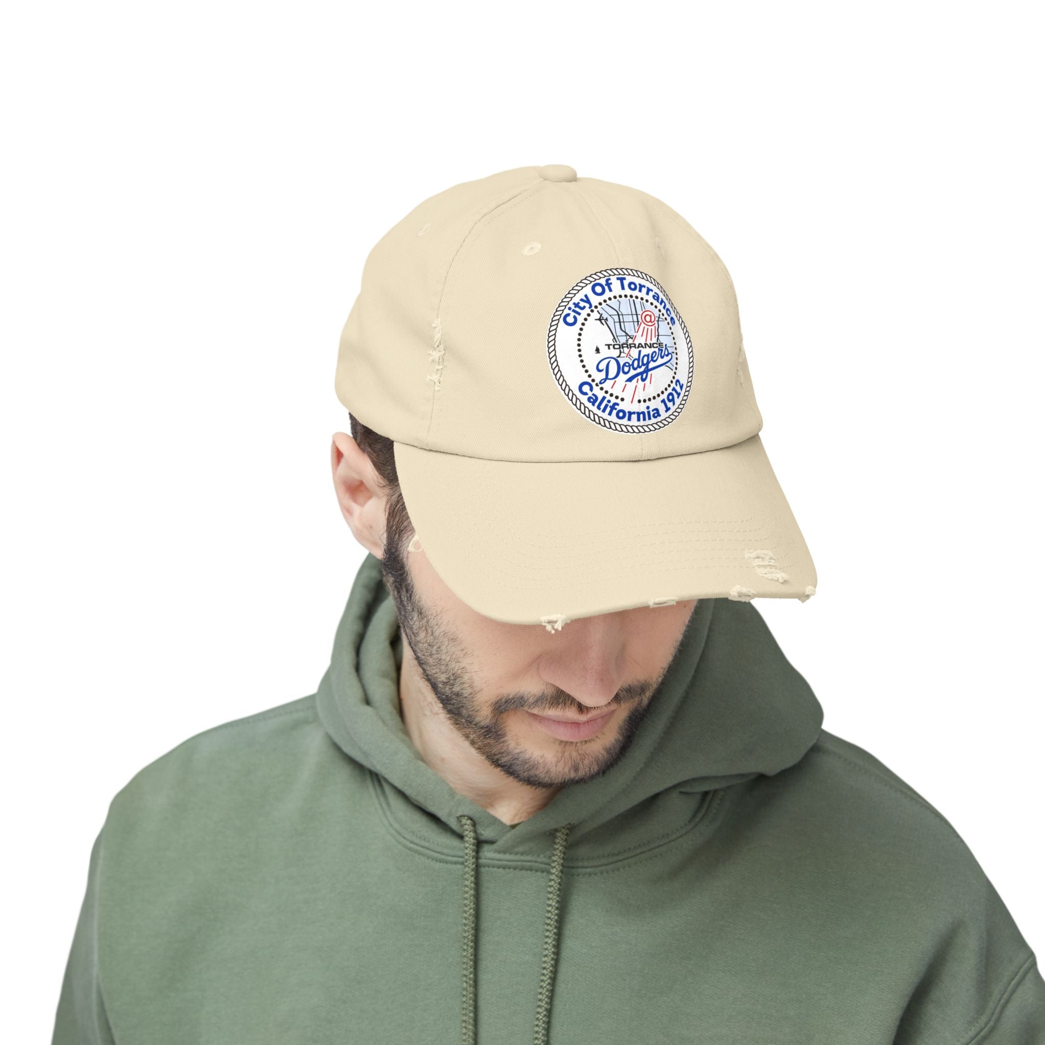 Distressed Baseball Cap with Torrance Dodgers Patch
