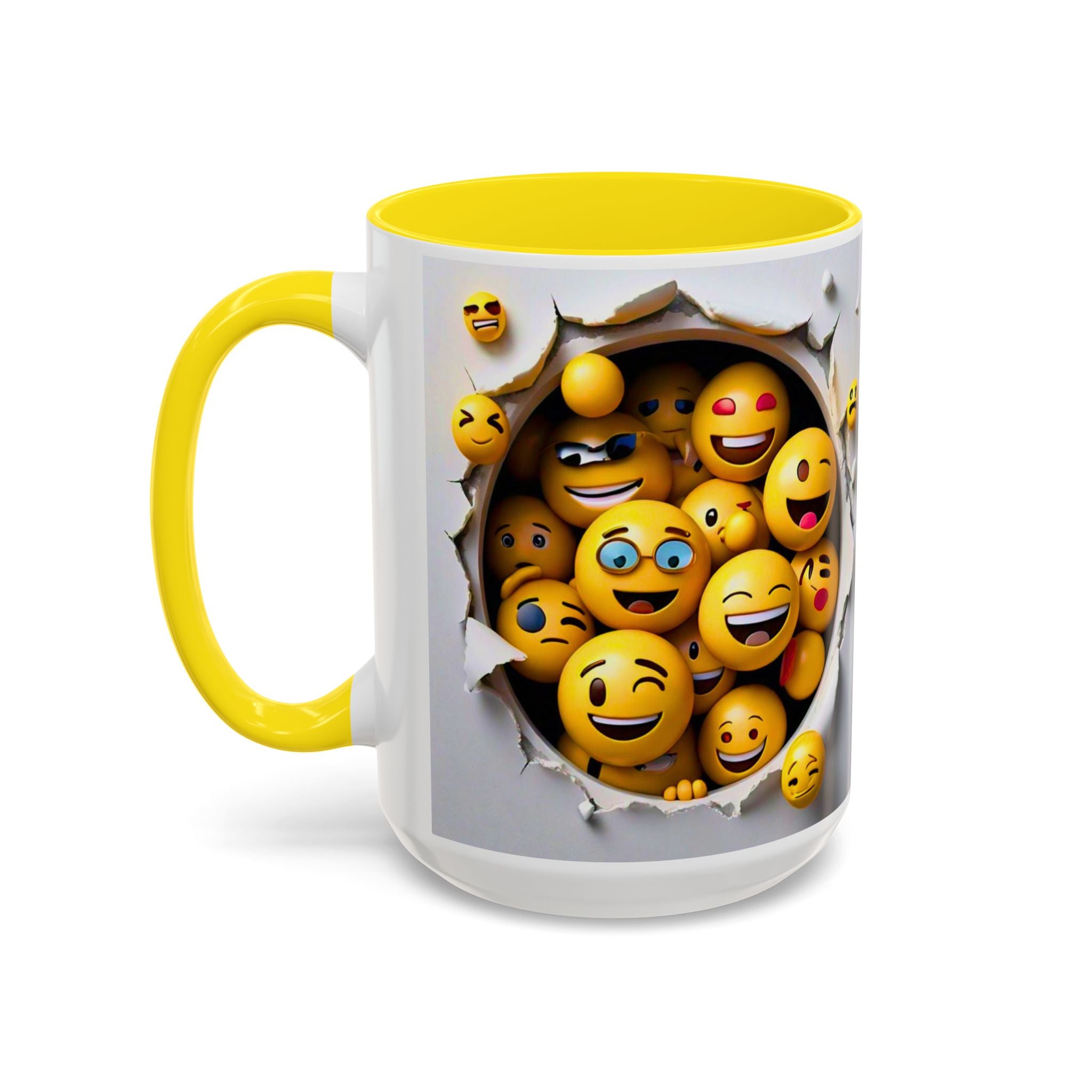 Emoji Explosion Coffee Mug | Accent Inner & Handle Color, 11oz 15oz