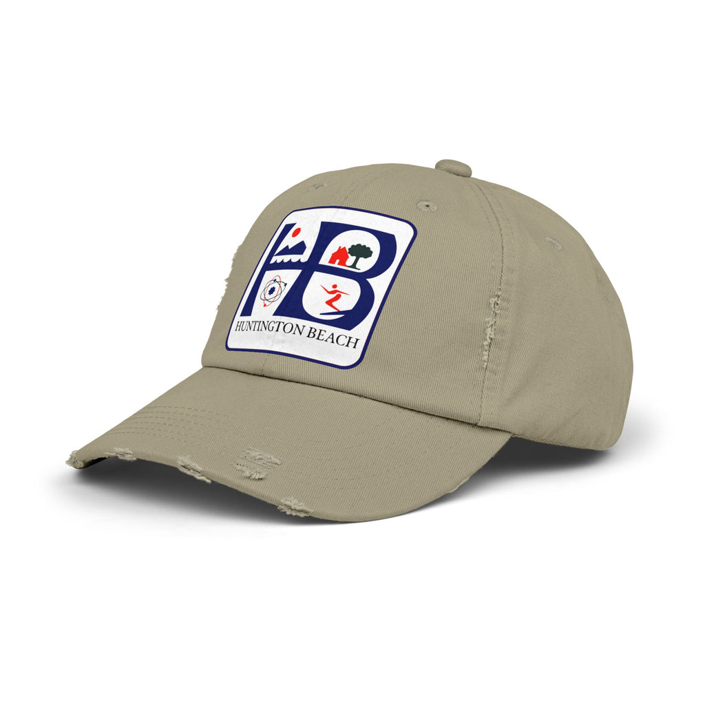 Huntington Beach Distressed Mom and Dad Hat — Vintage Surf & Coastal Patch Cap