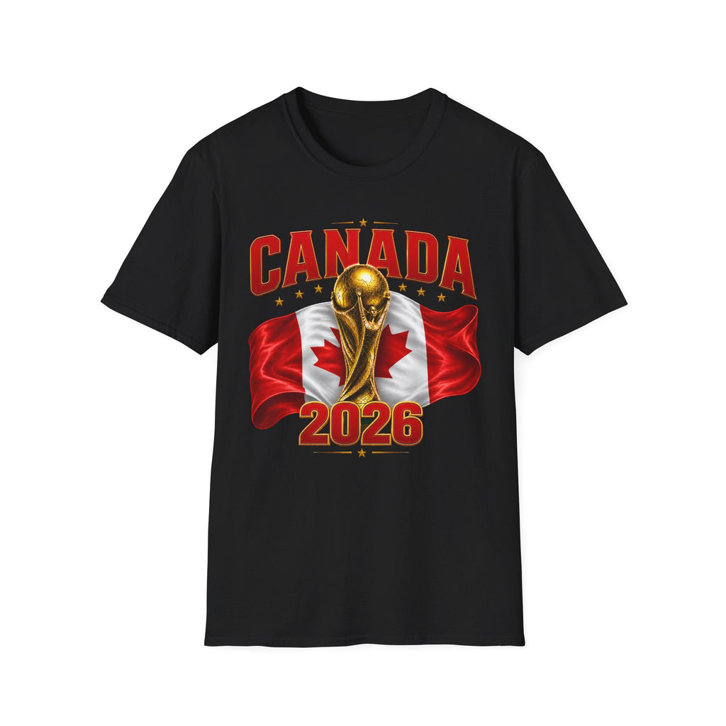 Canada 2026 World Cup T-Shirt — Canadian Soccer Fan Tee with Trophy & Flag