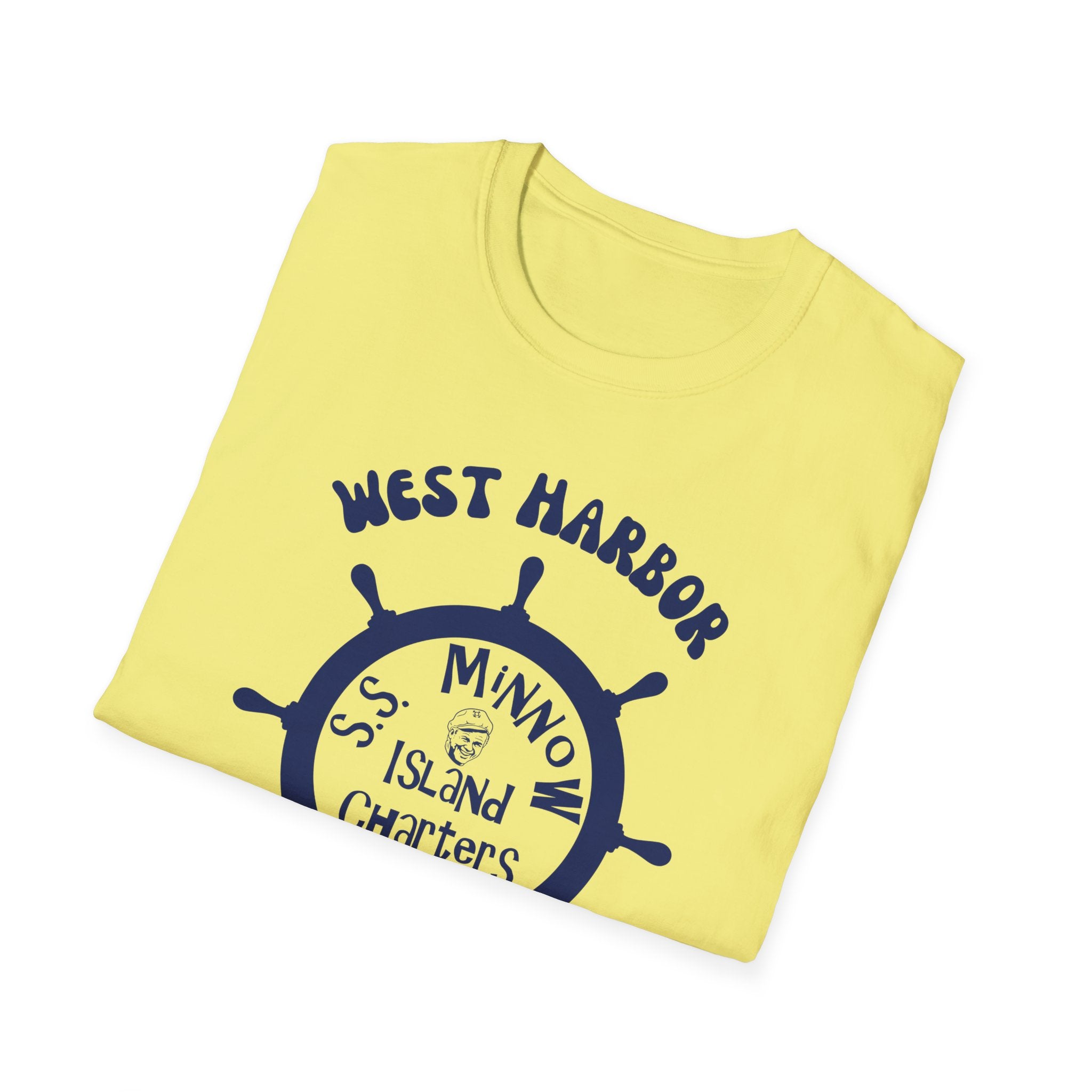 West Harbor San Pedro Ship Wheel Minno Island Charters T-Shirt | 3 Hour Tours