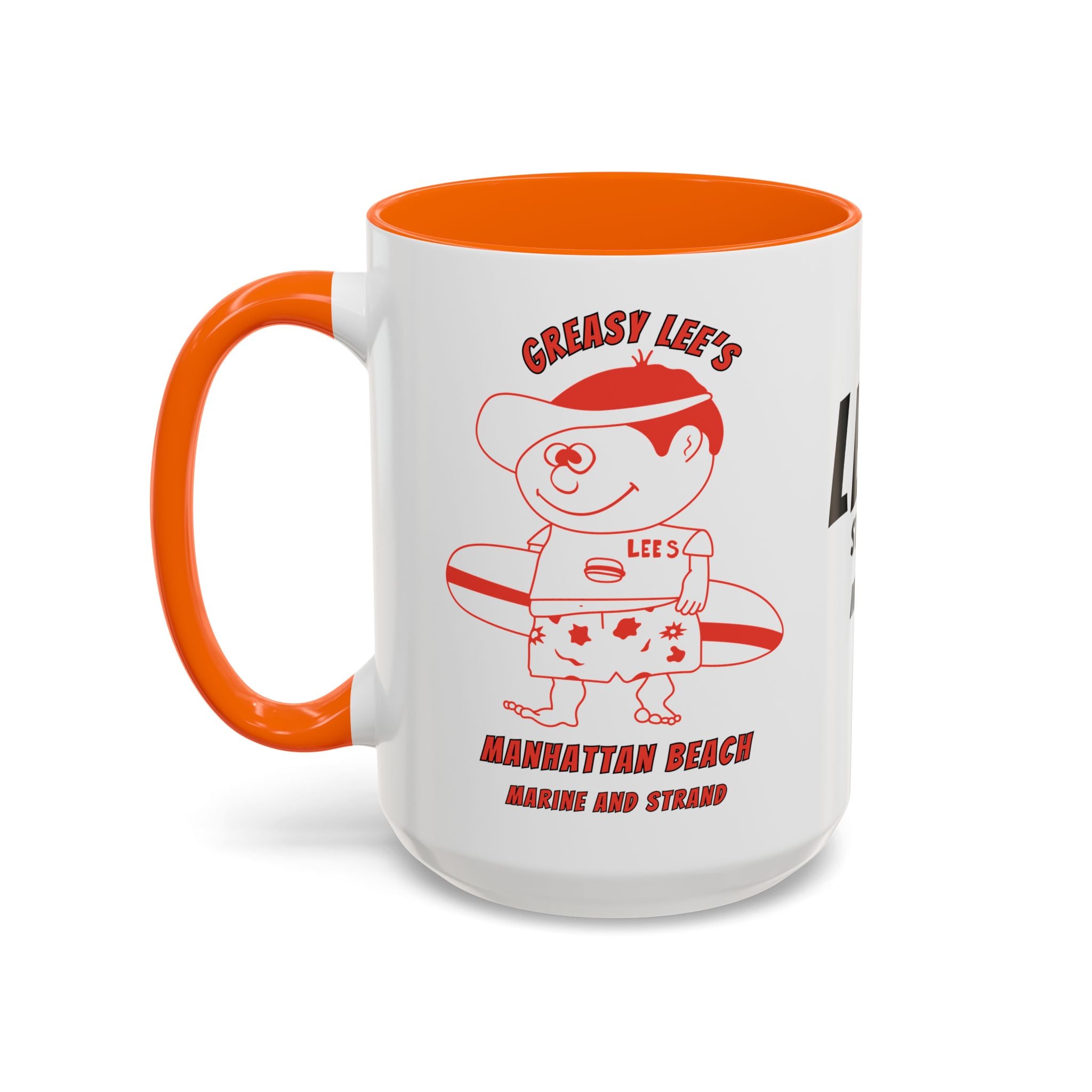 Greasy Lee's Surfer Logo Mug | Marine and Strand Manhattan Beach Old School  Accent Coffee Mug 11oz 15oz