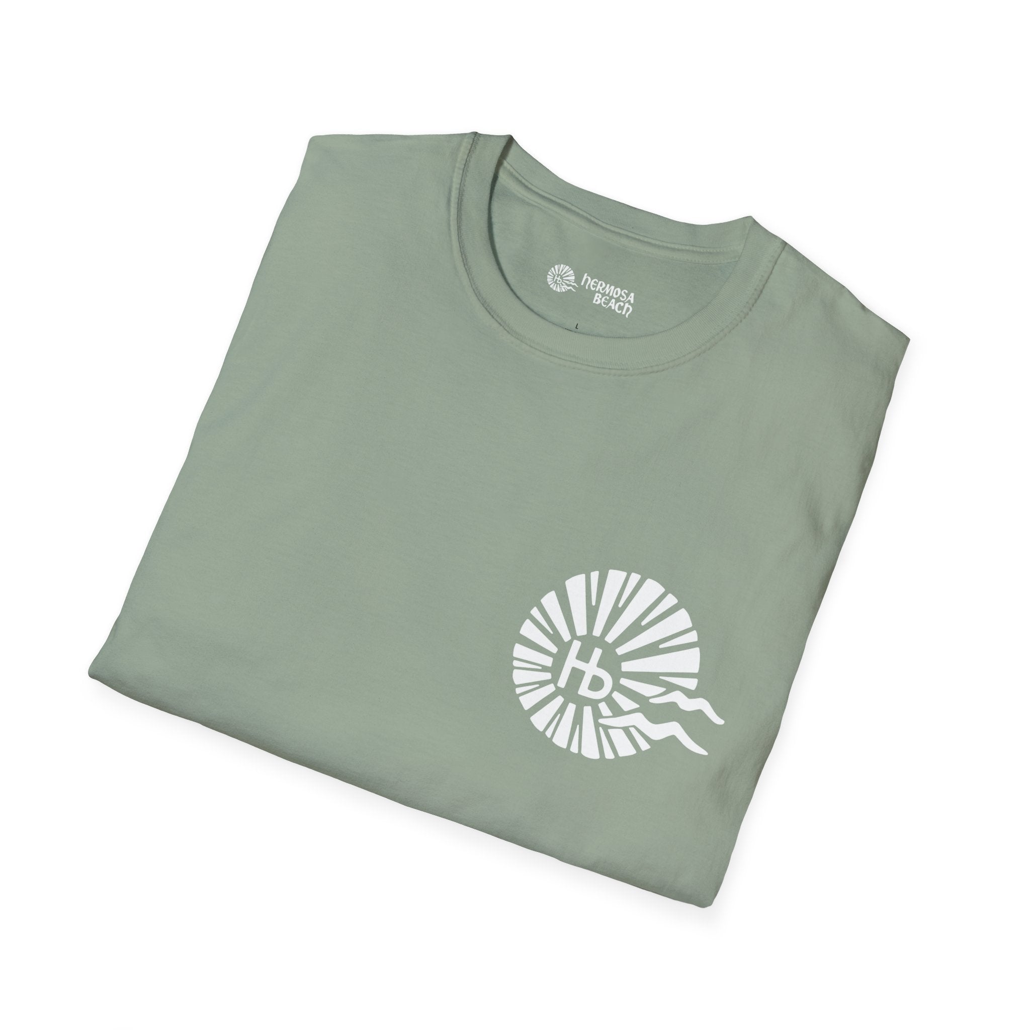 Hermosa Beach Sunburst Wave T-Shirt (printed front back neck) | Hb Minimal Logo Tee